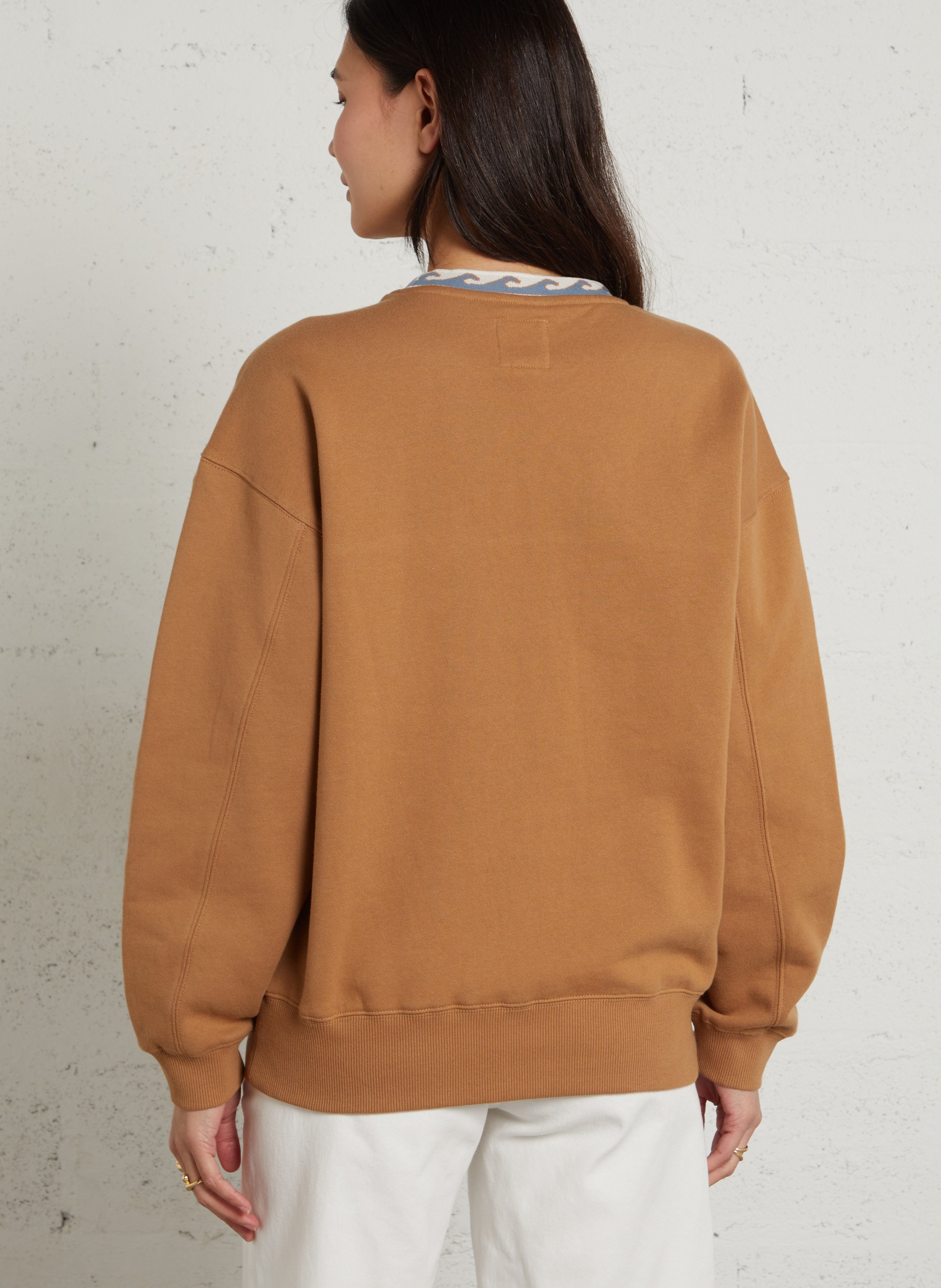 Loose-fit round-neck cotton sweatshirt with screen print BILLABONG Beige