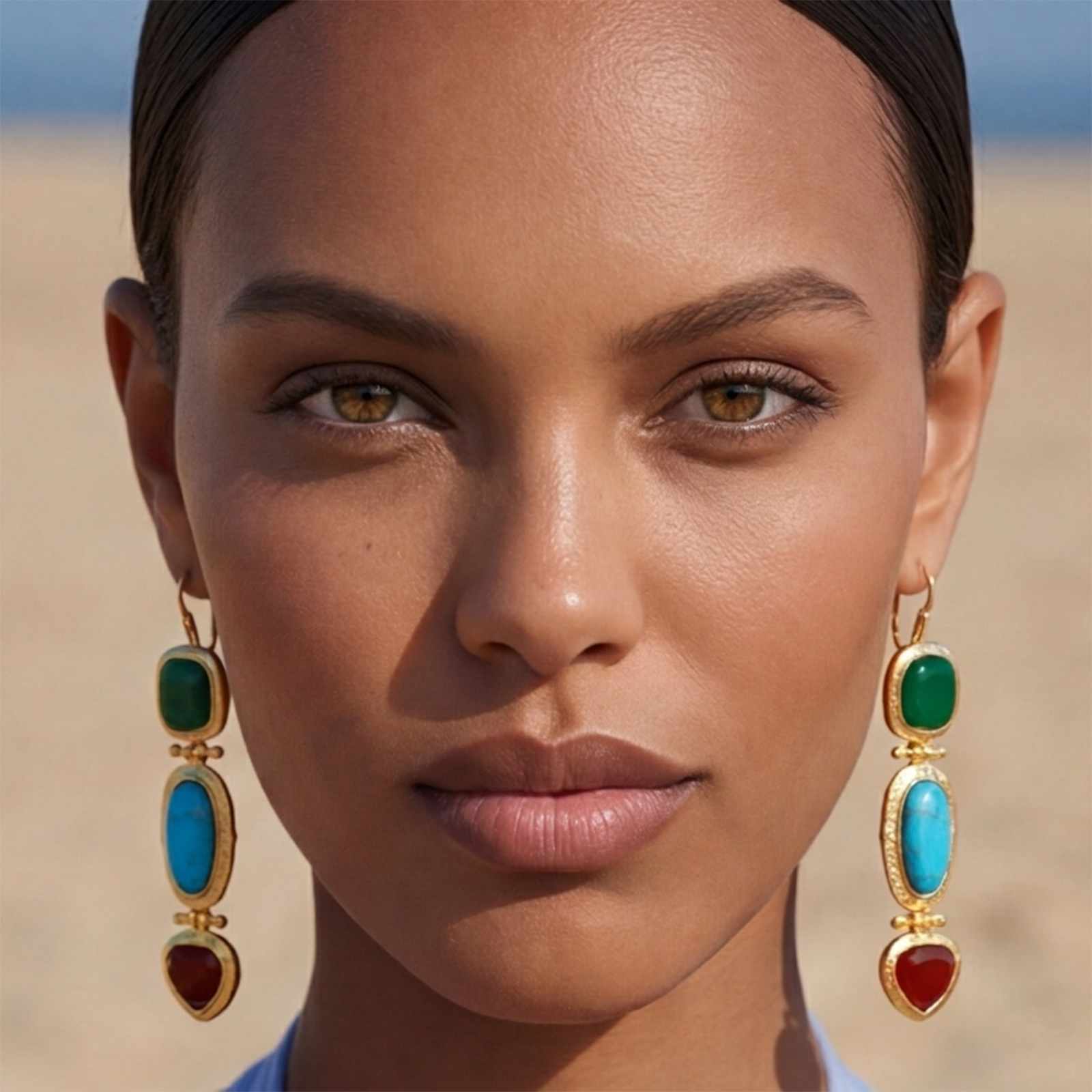 Sleeper earrings in gold-plated finish SATELLITE PARIS Multicolored