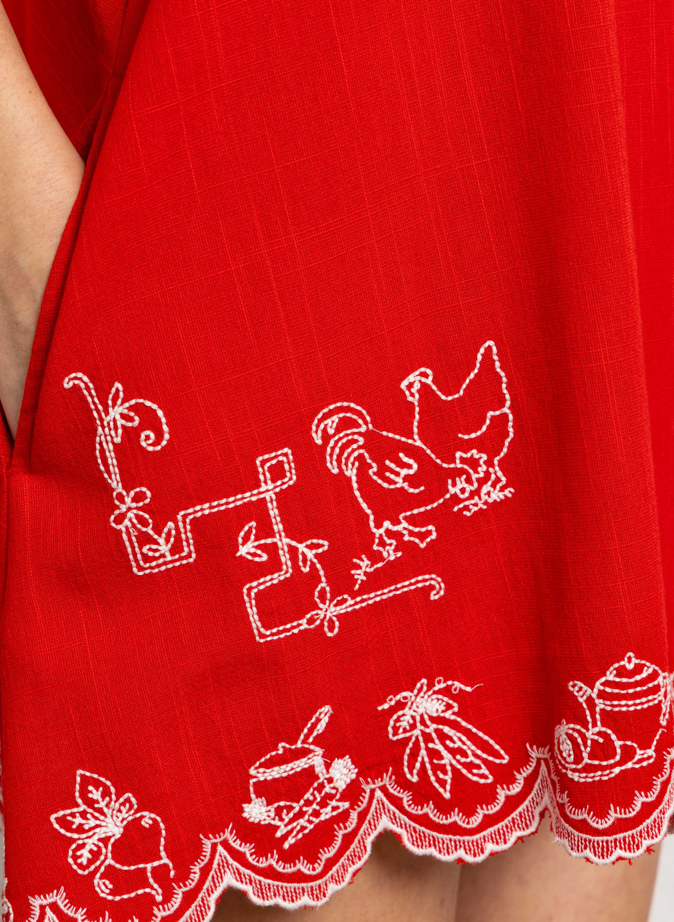 Short straight dress with embroidery DAMSON MADDER Red