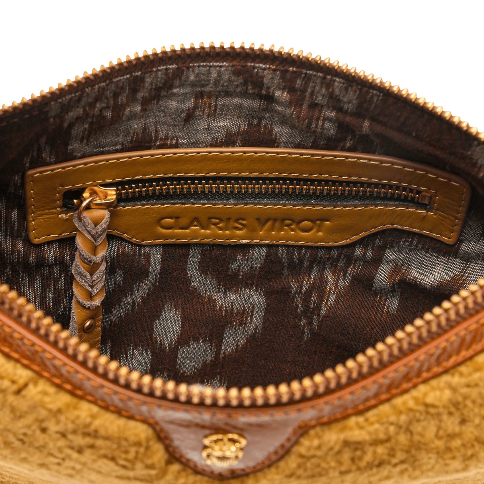 Sac demi-lune en cuir CLARIS VIROT Jaune