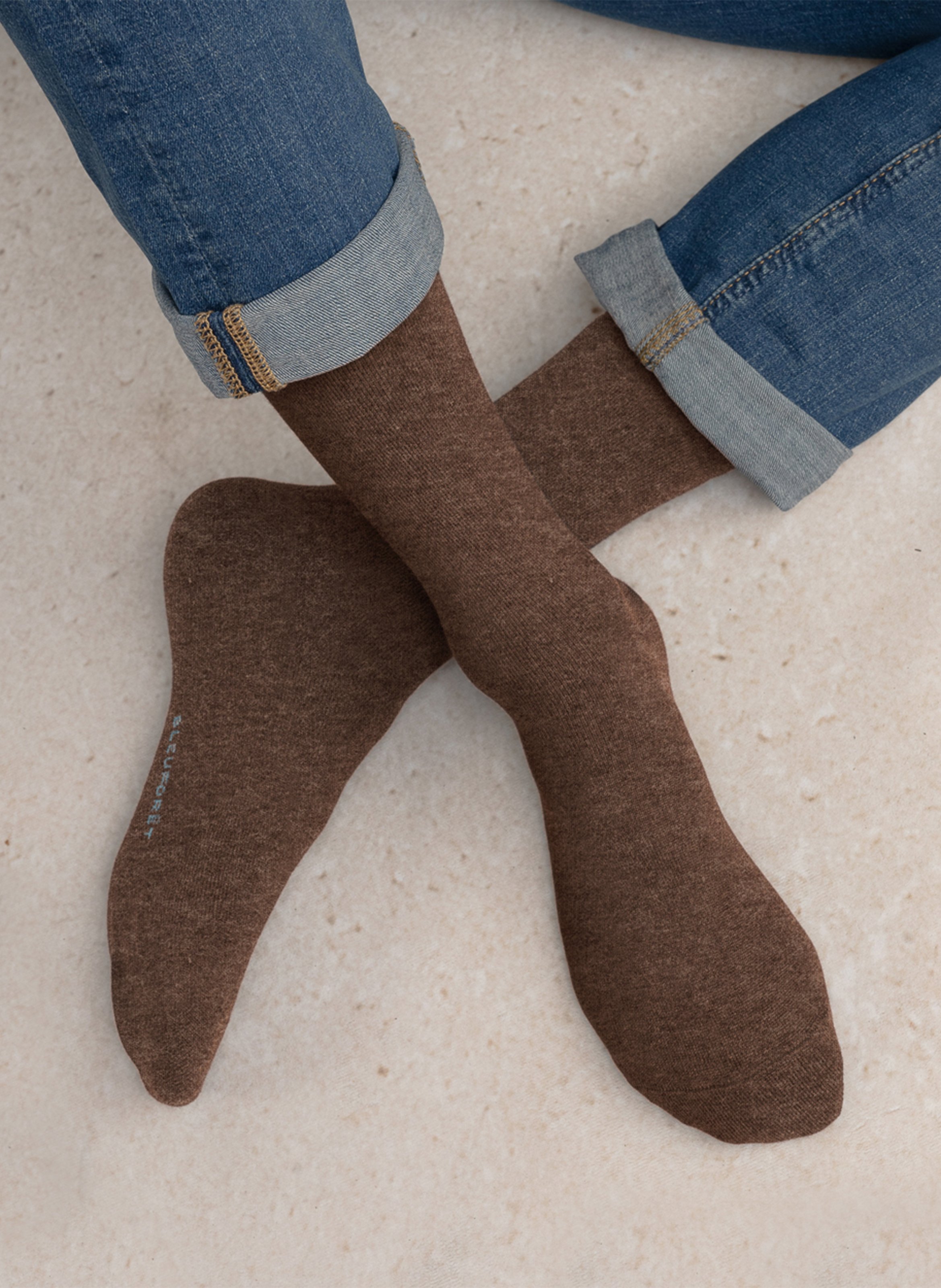 Einfarbige Socken aus Baumwoll-Mix BLEUFORET Braun