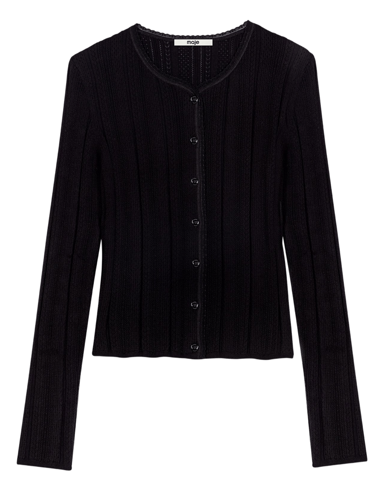 2-in-1 effen katoenmix vest MAJE Zwart