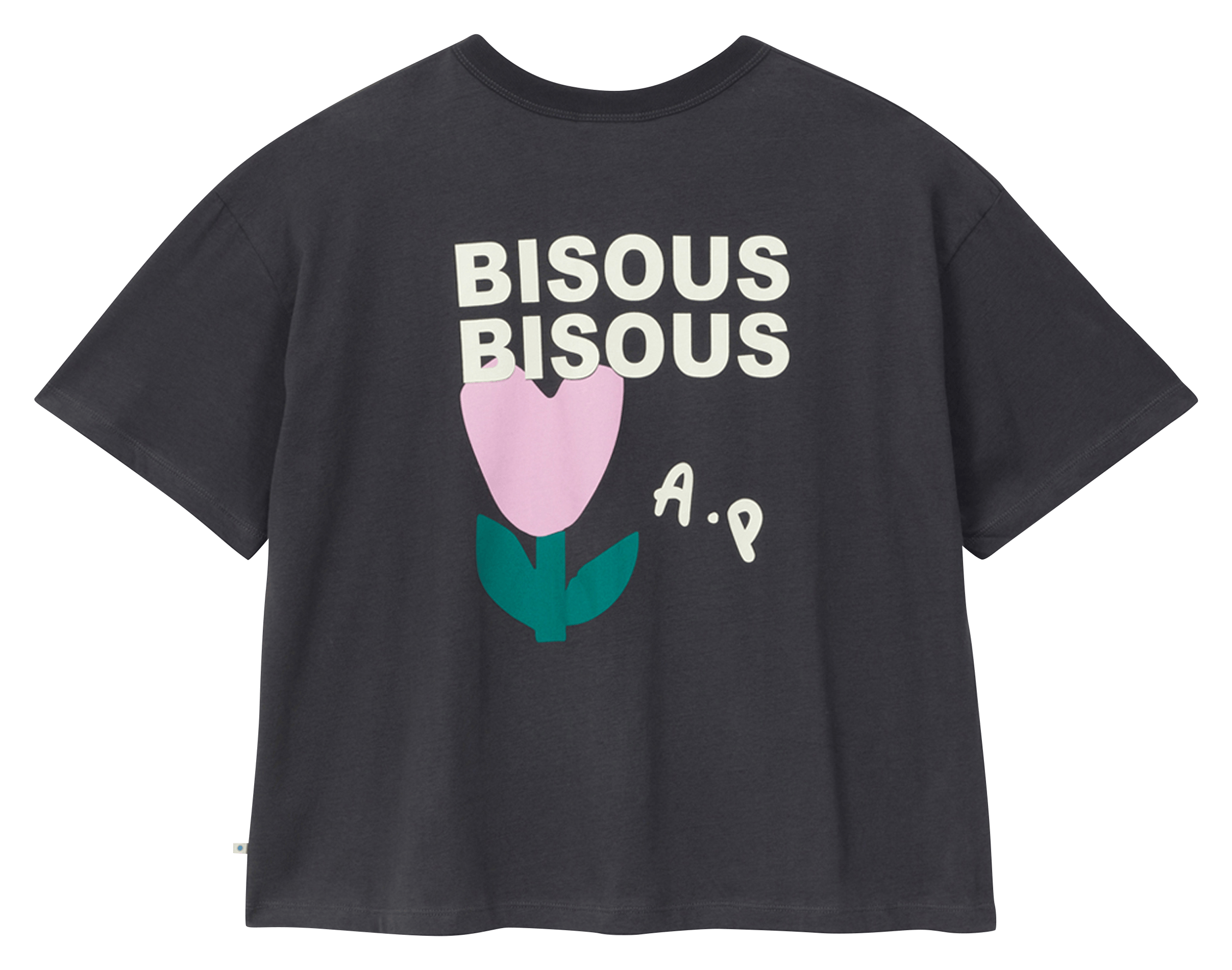 Recht gesneden T-shirt met biologisch katoenen print A.P Grijs