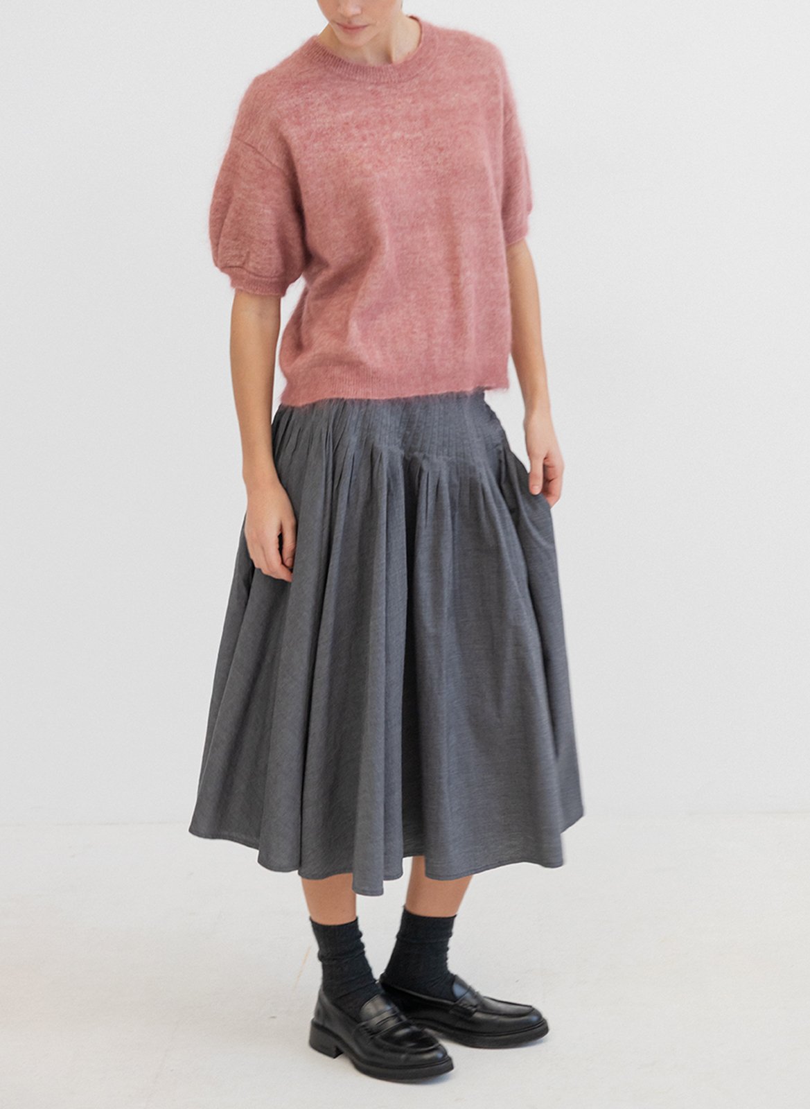 Short-sleeved wool blend sweater PROJECT-AJ117 Pink