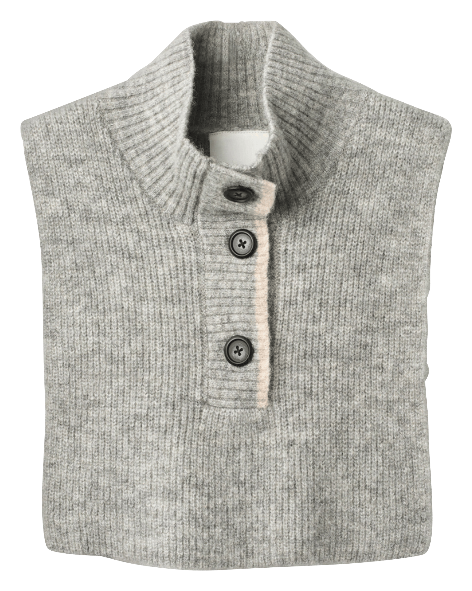 Plastron met opstaande kraag en knoopsluiting in gemêleerde wol PROJECT-AJ117 Zilver