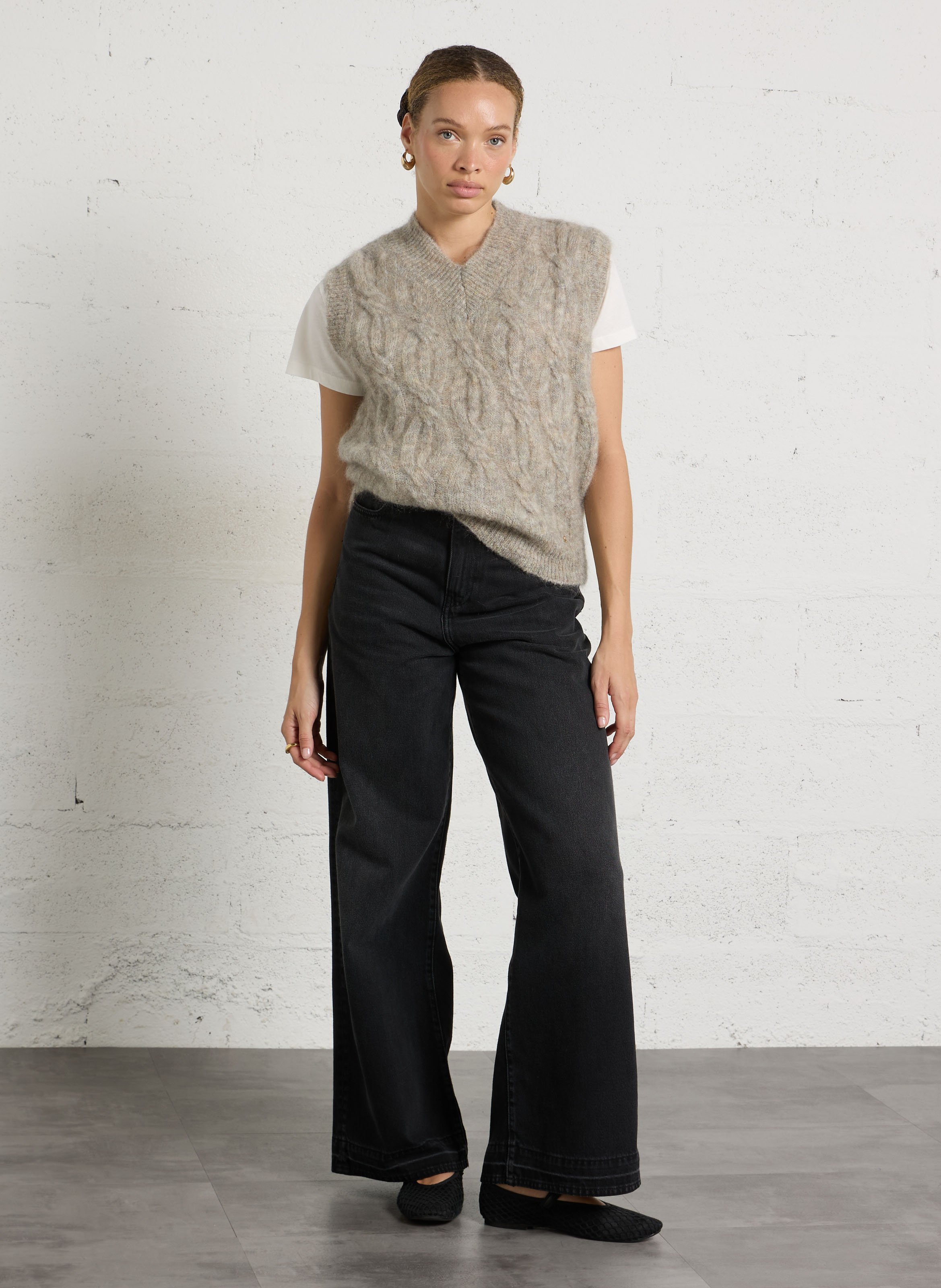 Oversize-Pullover aus Wollmix DES PETITS HAUTS Grau