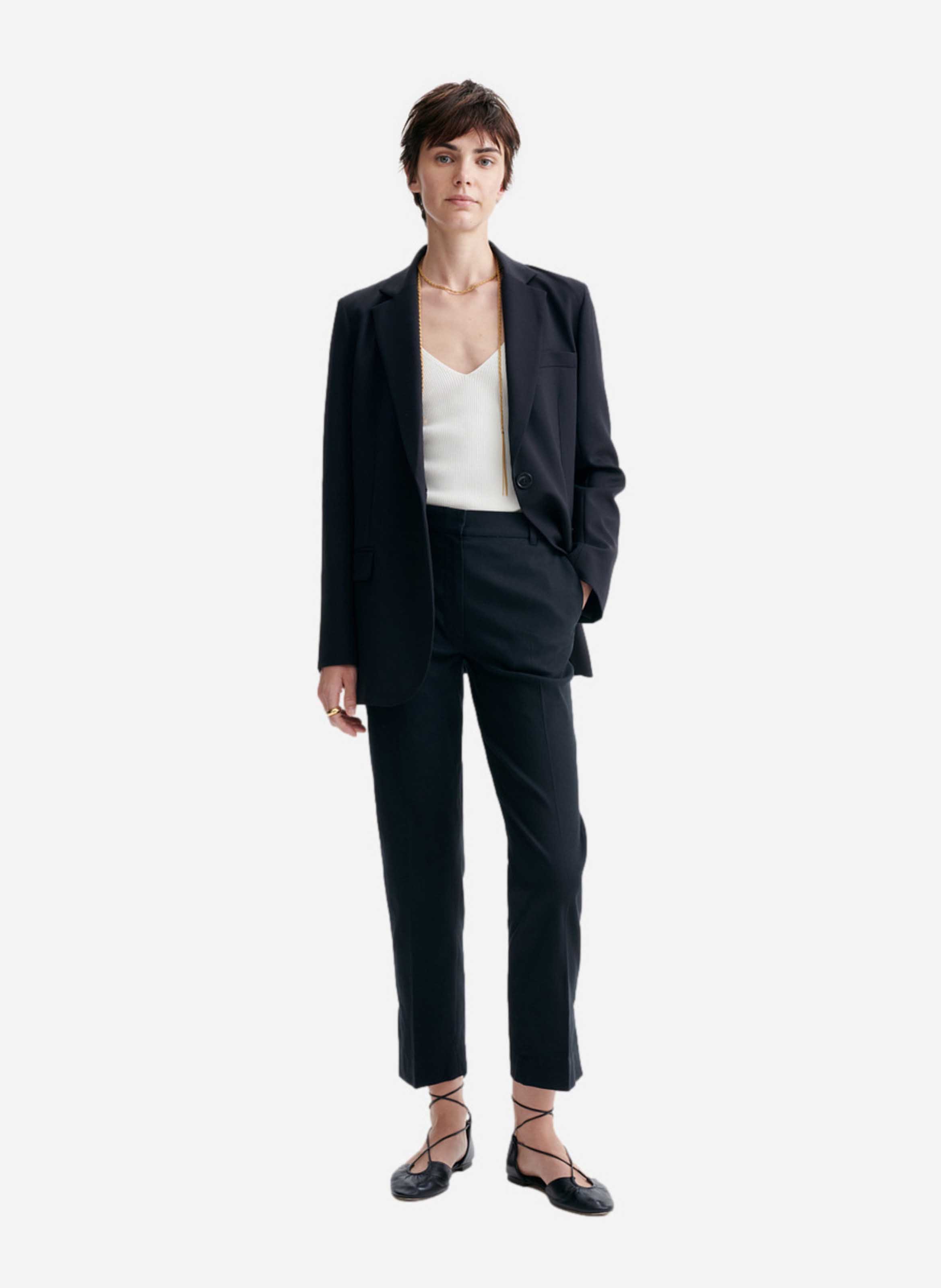 Blazer oversize en coton et lin mélangés VANESSA BRUNO Noir