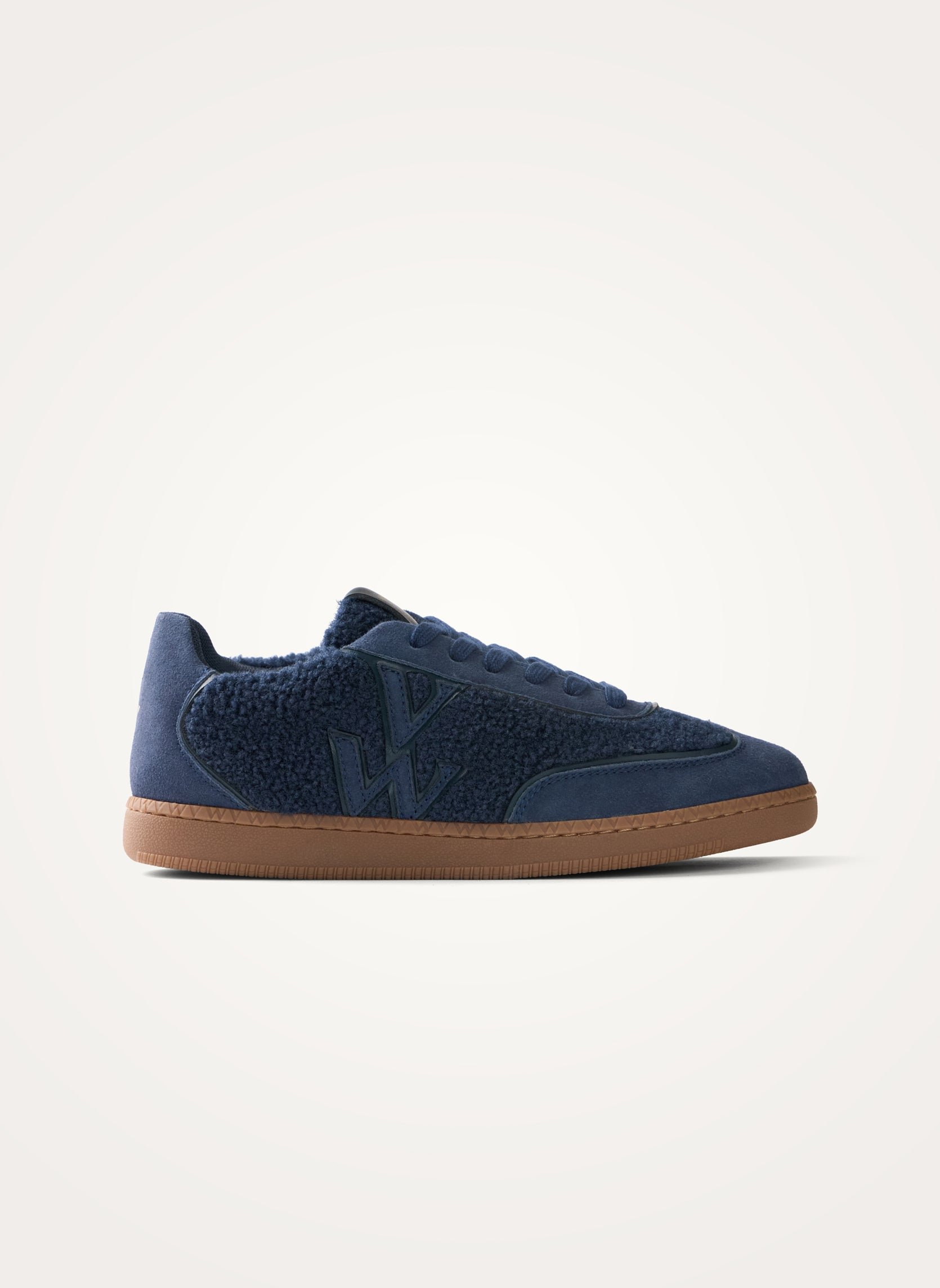 Monogram faux shearling sneakers with retro sole VANESSA WU Blue
