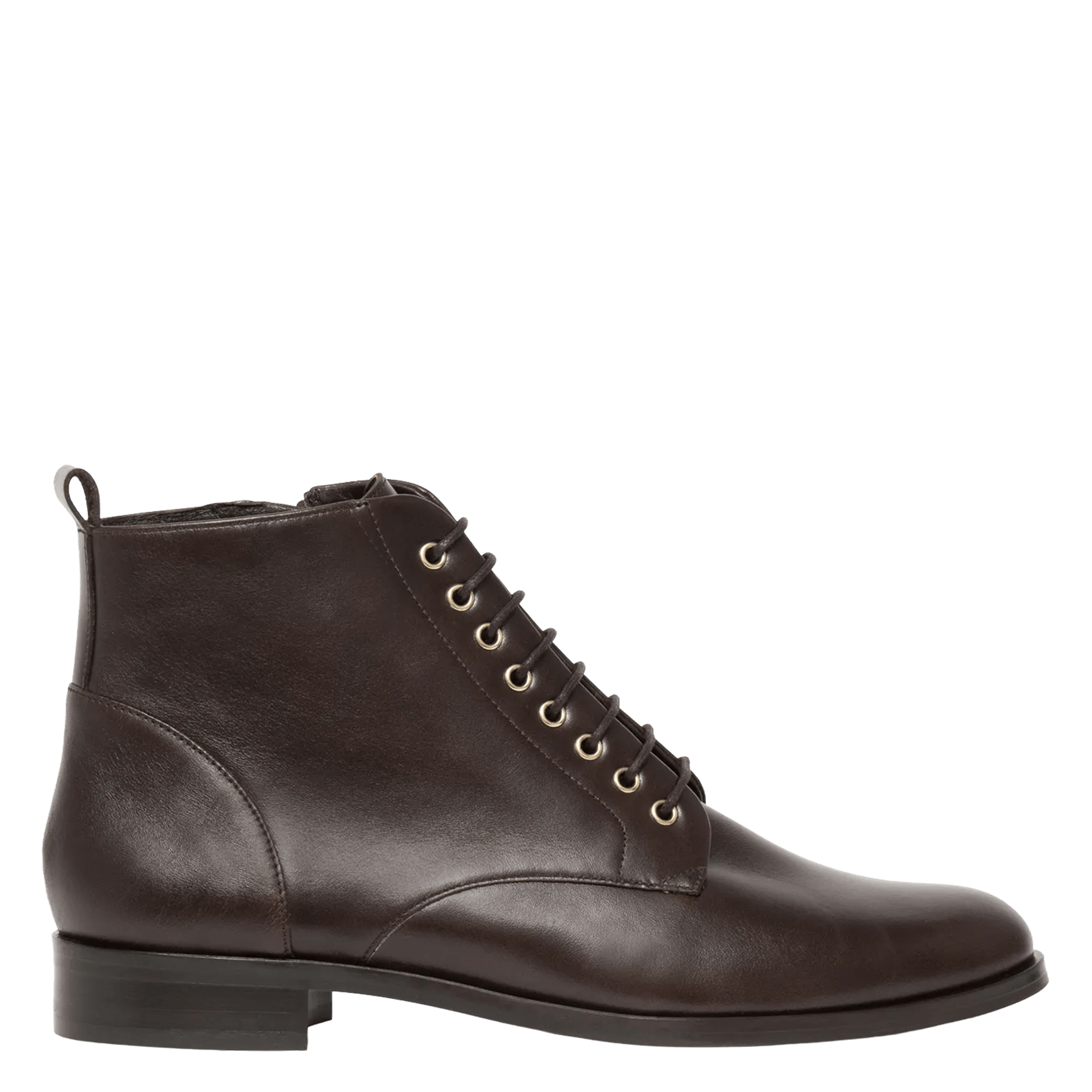 Lace-up smooth leather ankle boots BOCAGE Brown