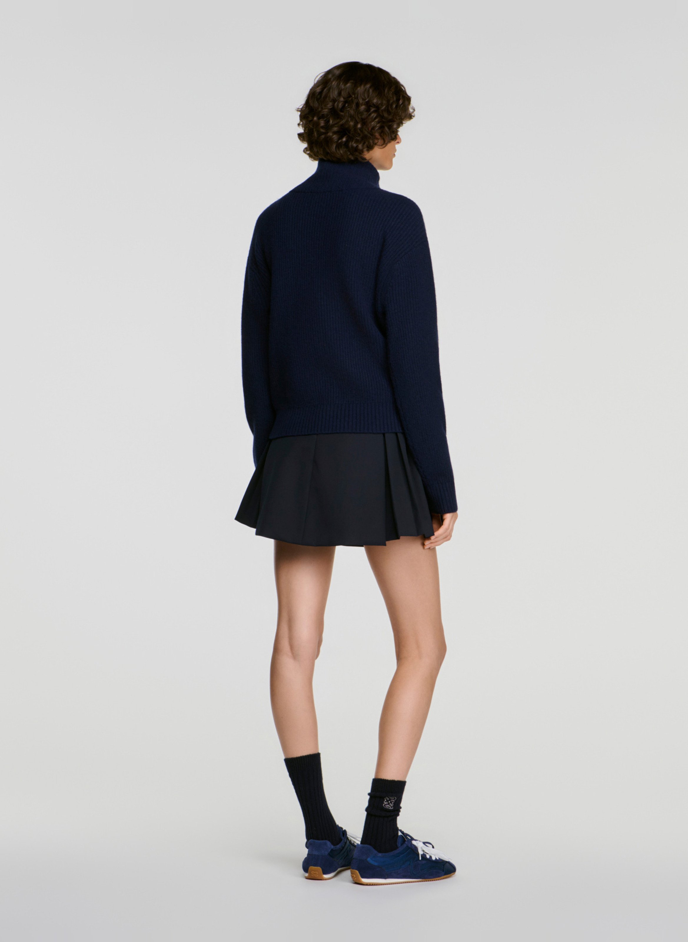 Zipped-neck wool-mix sweater SANDRO Blue