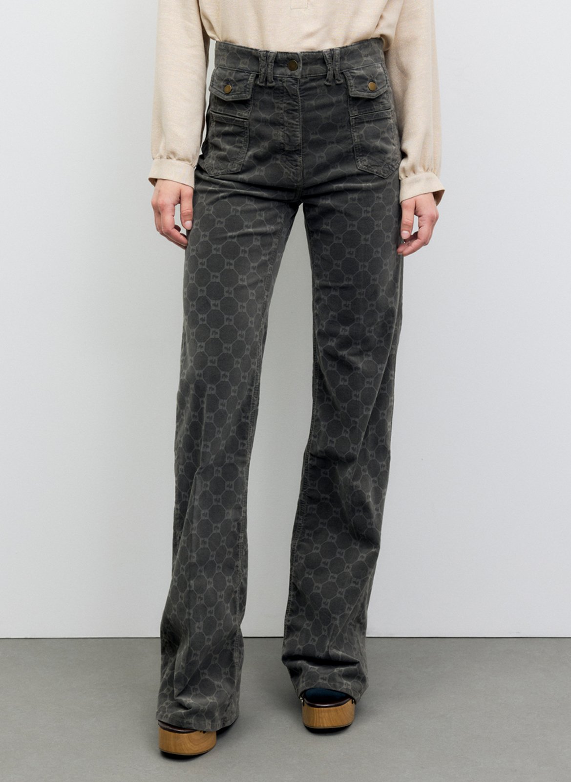 Flare jeans with monogram pattern in blended cotton GERARD DAREL