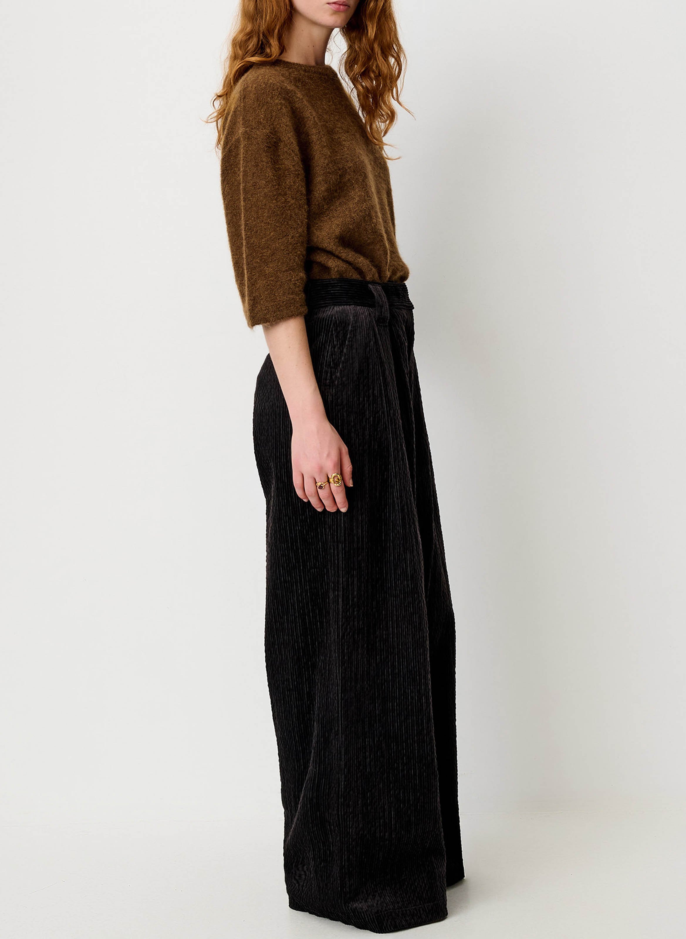 Oversized round-neck wool-blend sweater SESSUN Brown