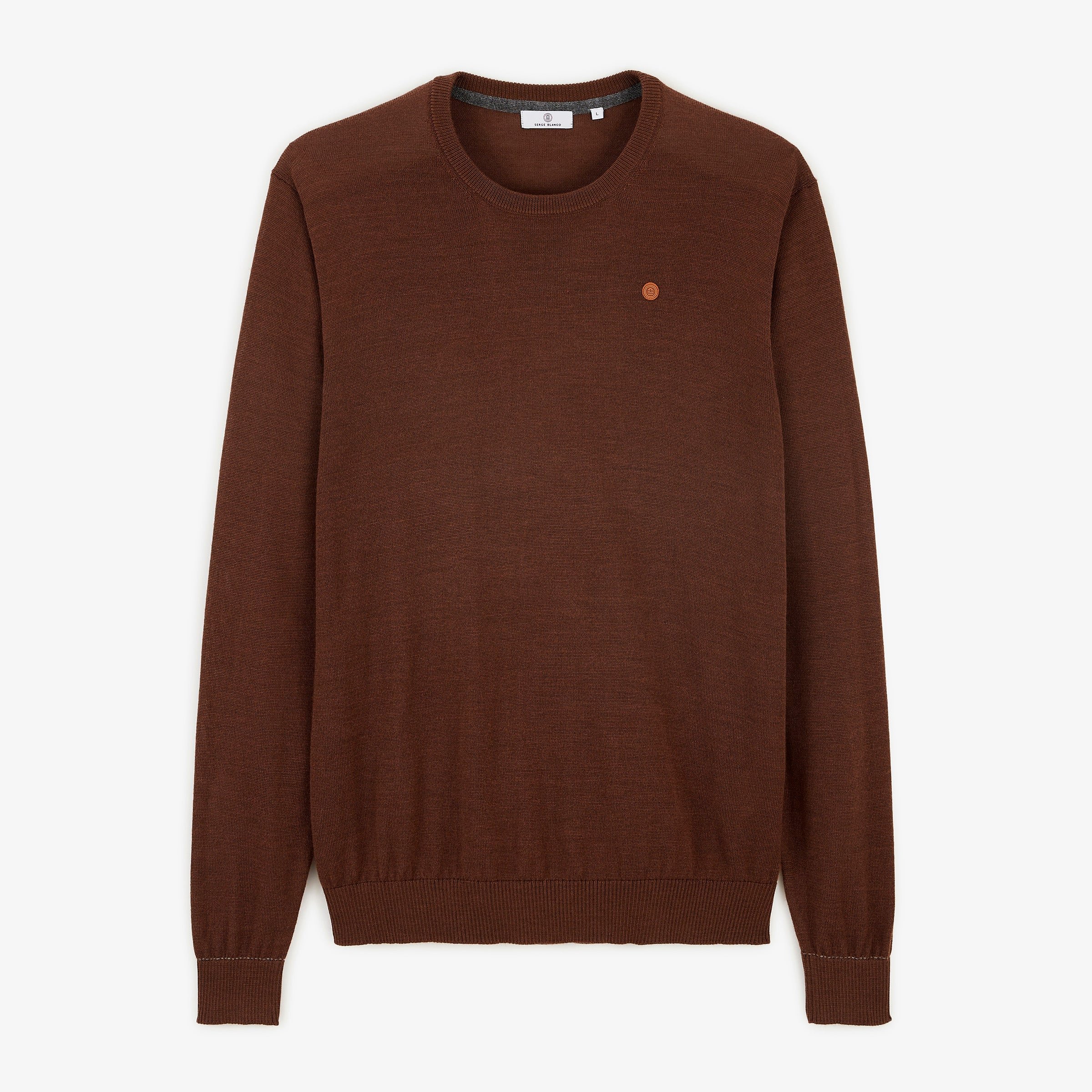 Brownie Brown Essential MAO Crew-Neck Sweater SERGE BLANCO Brown