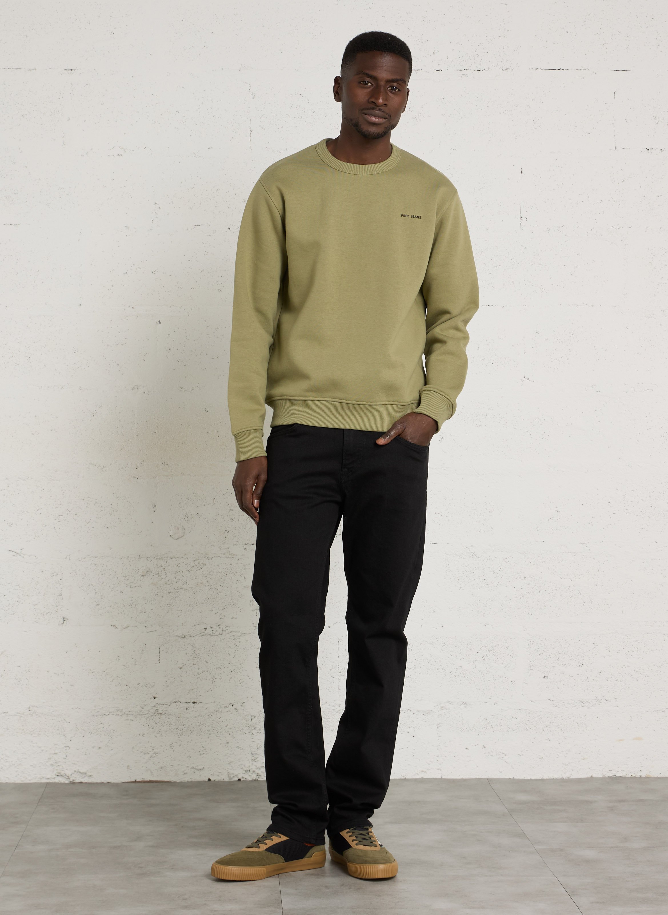 Einfarbiges Sweatshirt aus Baumwolle PEPE JEANS Grun