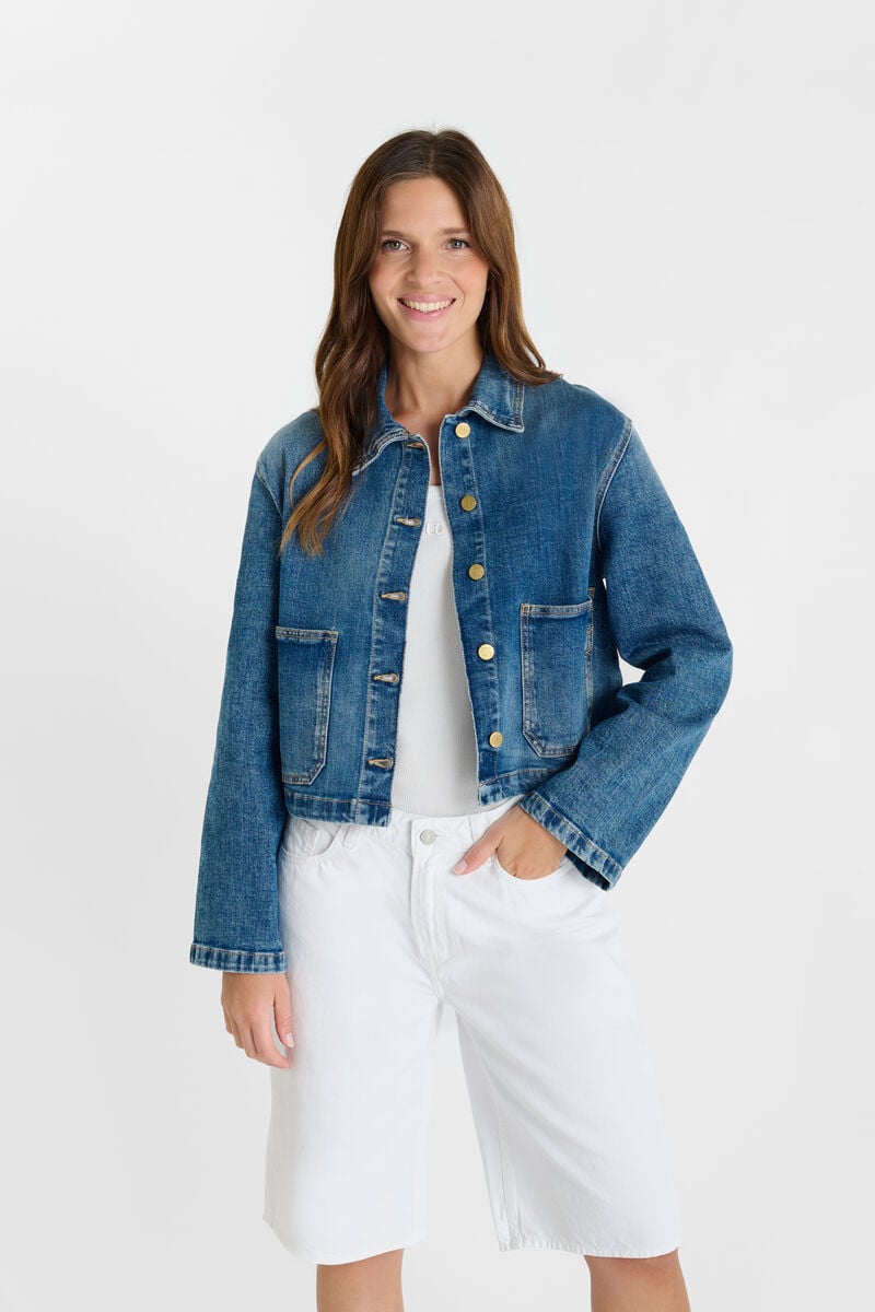 Buttoned shirt-collar jacket LE TEMPS DES CERISES Blue