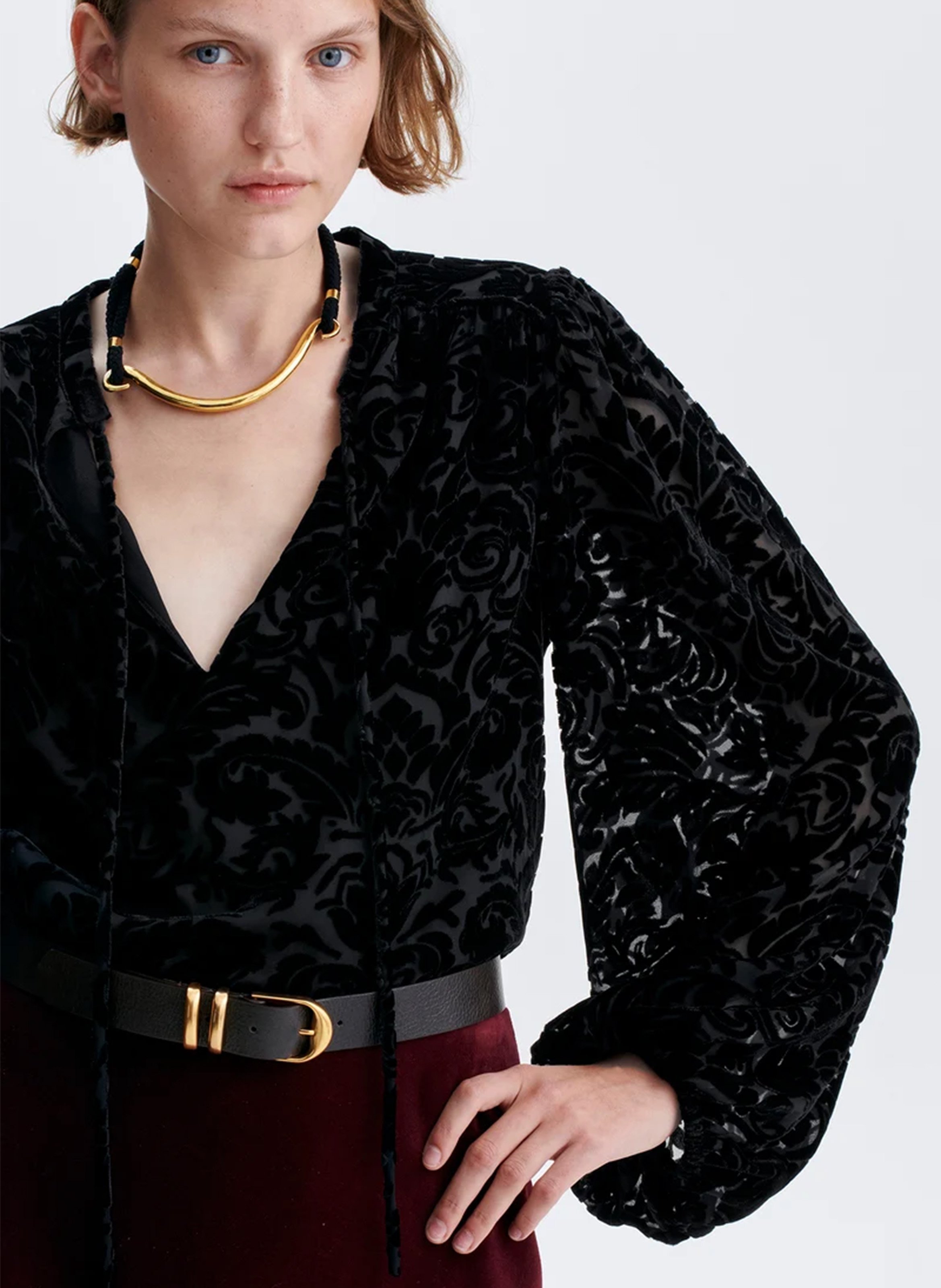 Ruime blouse van fluwelen jacquard VANESSA BRUNO Zwart