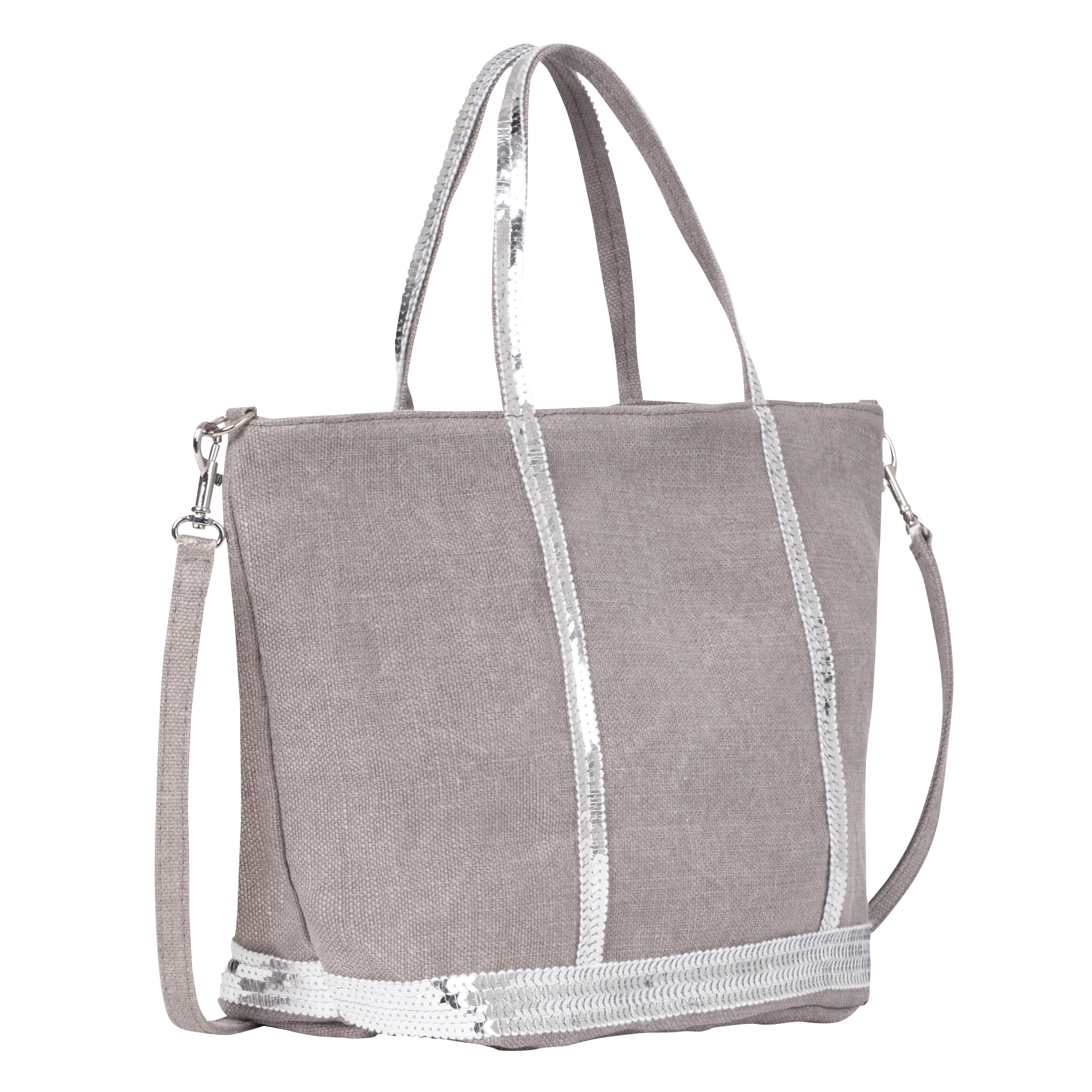 Sac cabas S à sequins en lin  VANESSA BRUNO Beige