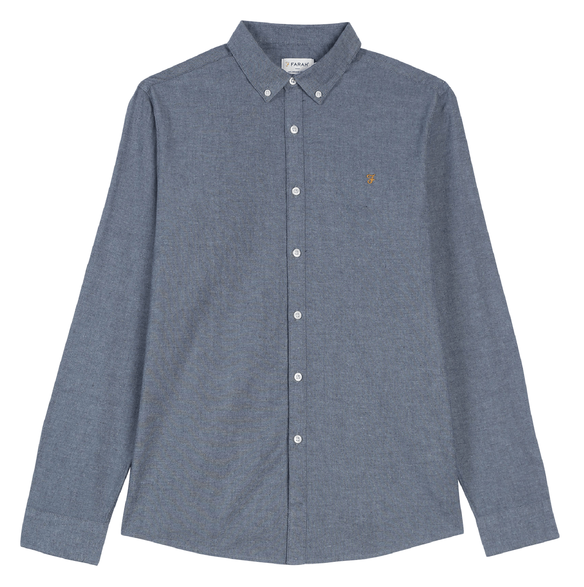 Slim-fit organic cotton shirt with button-down collar BlueFARAH