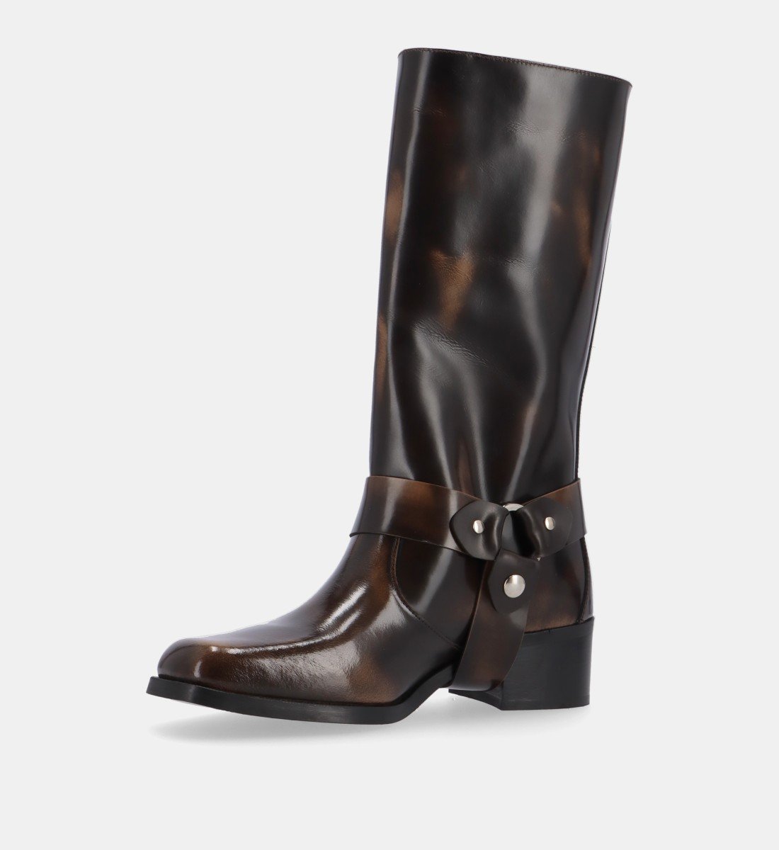 Brushed leather biker boots ALOHAS Brown