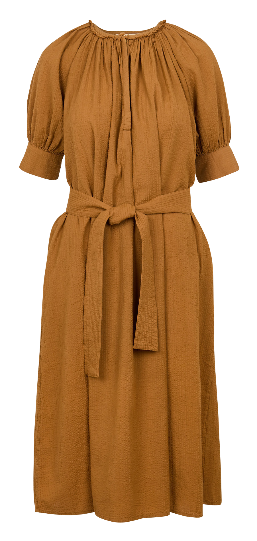 Textured cotton midi dress BELLEPIECE Beige