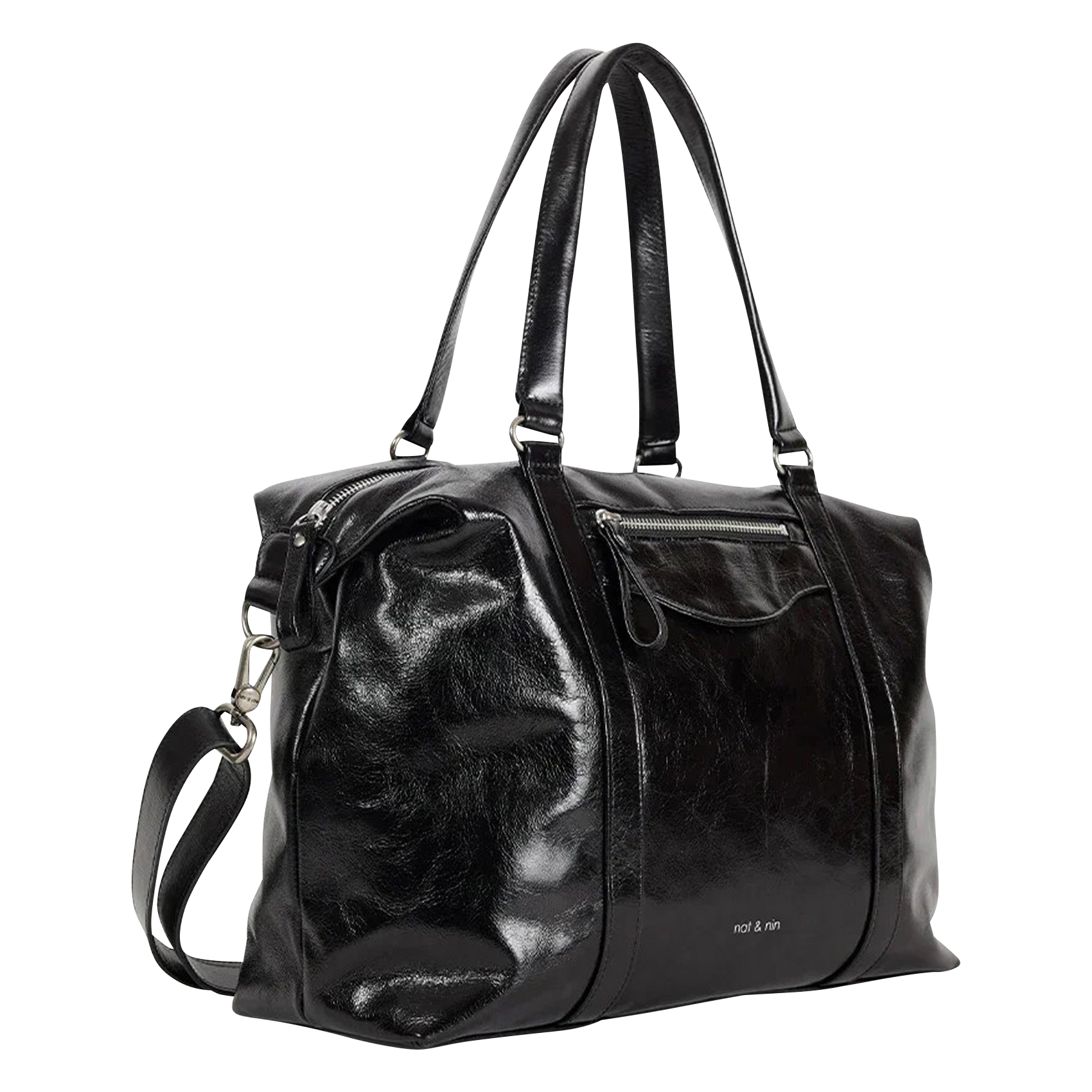 Sac porté épaule en cuir NAT & NIN Noir