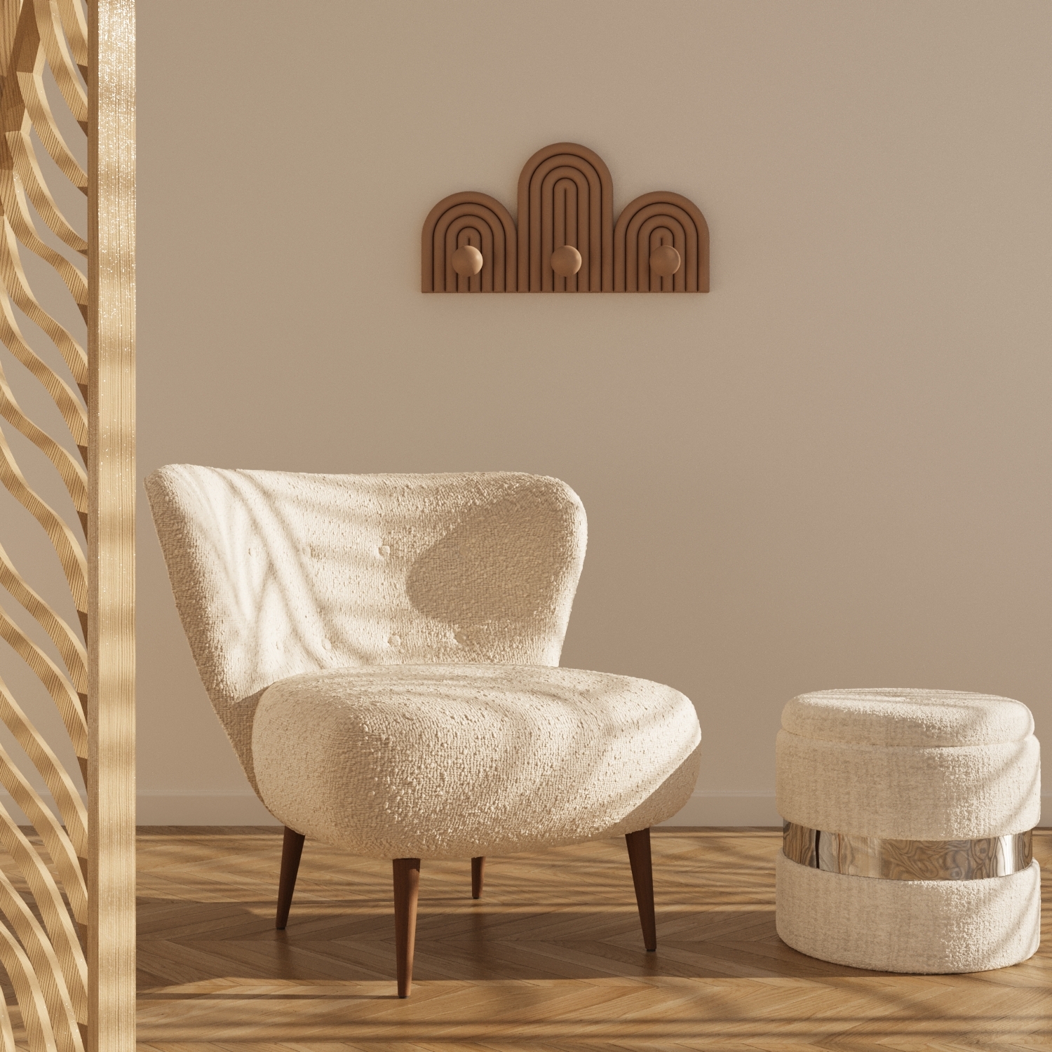 Three-hook metal coat hanger POTIRON PARIS Pink