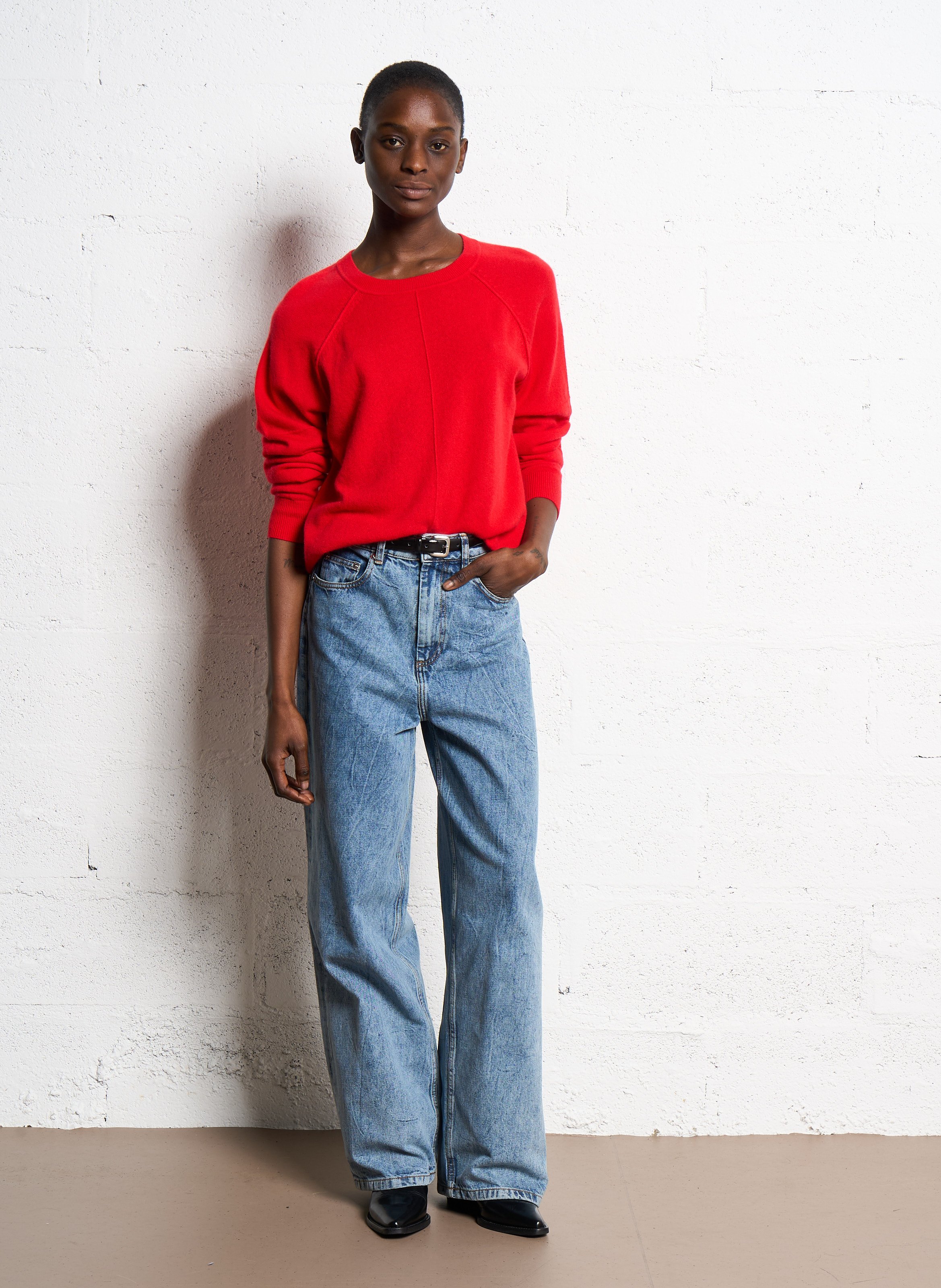 Belted cashmere sweater MAISON 123 Red