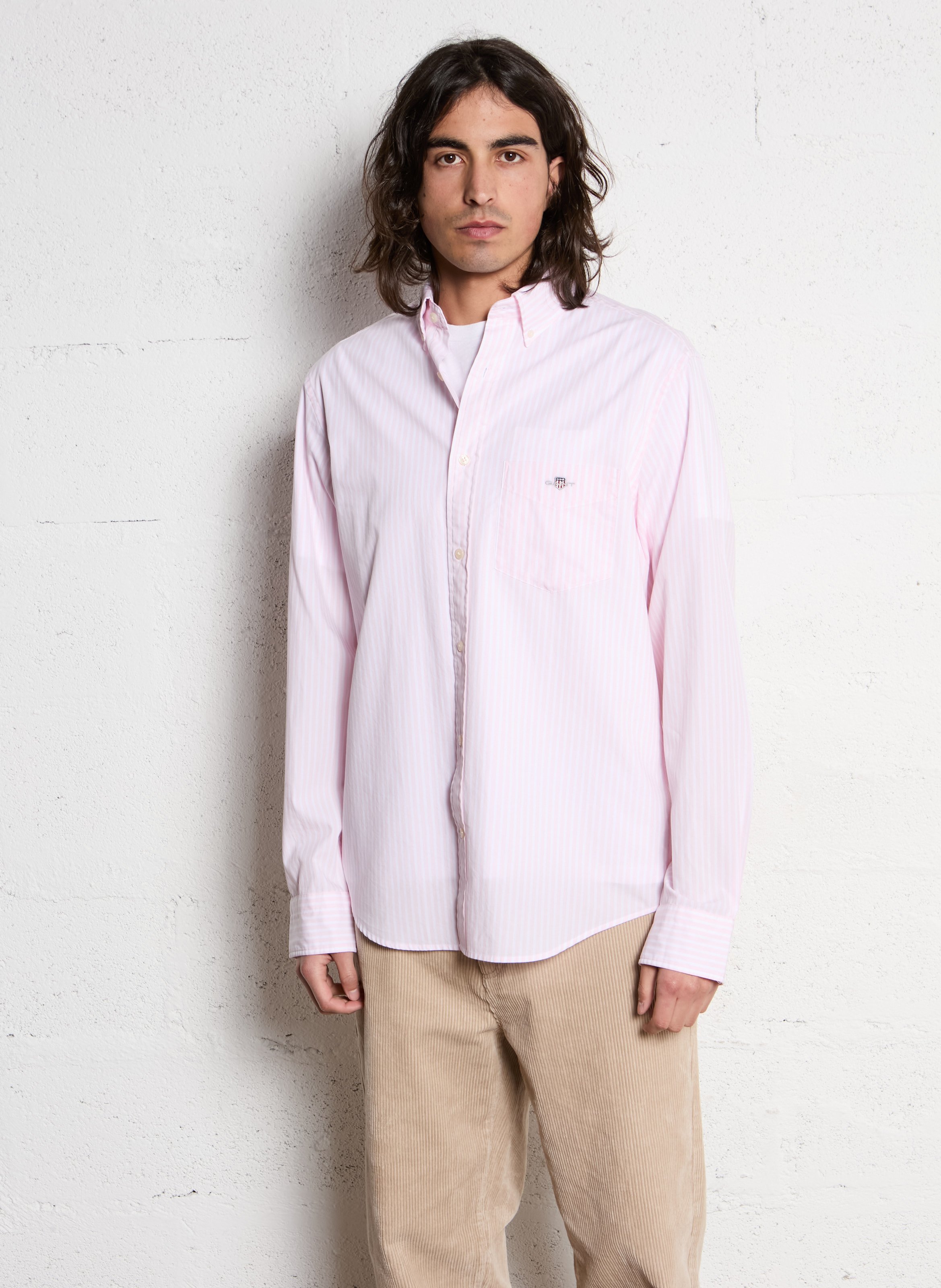Regular-fit striped cotton shirt GANT Pink