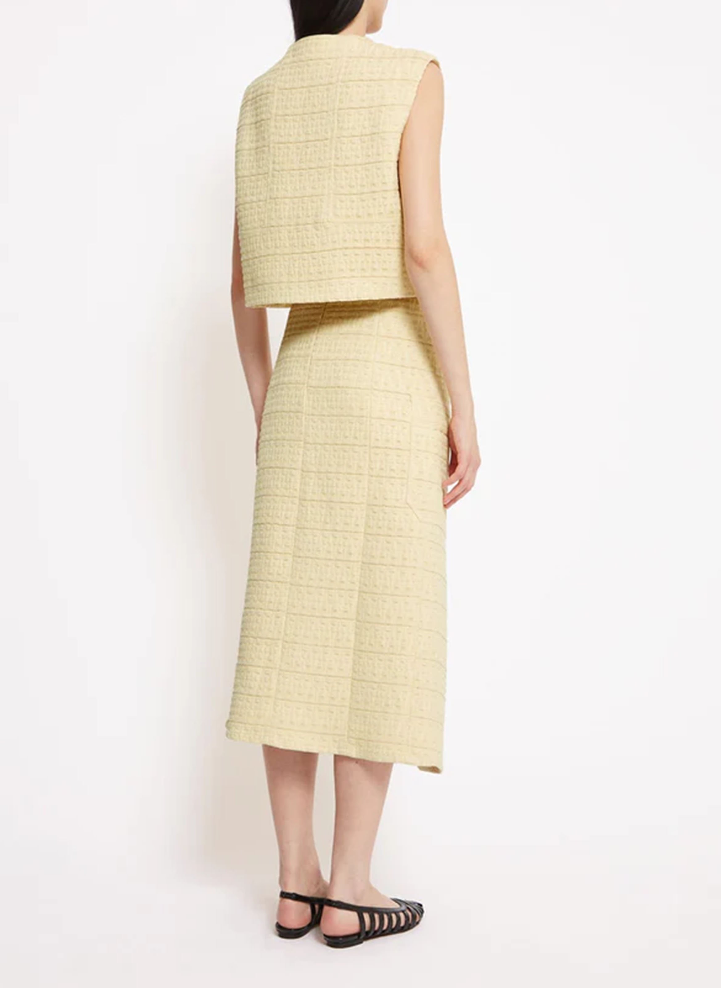 Jupe midi portefeuille effet raphia ROSEANNA Beige