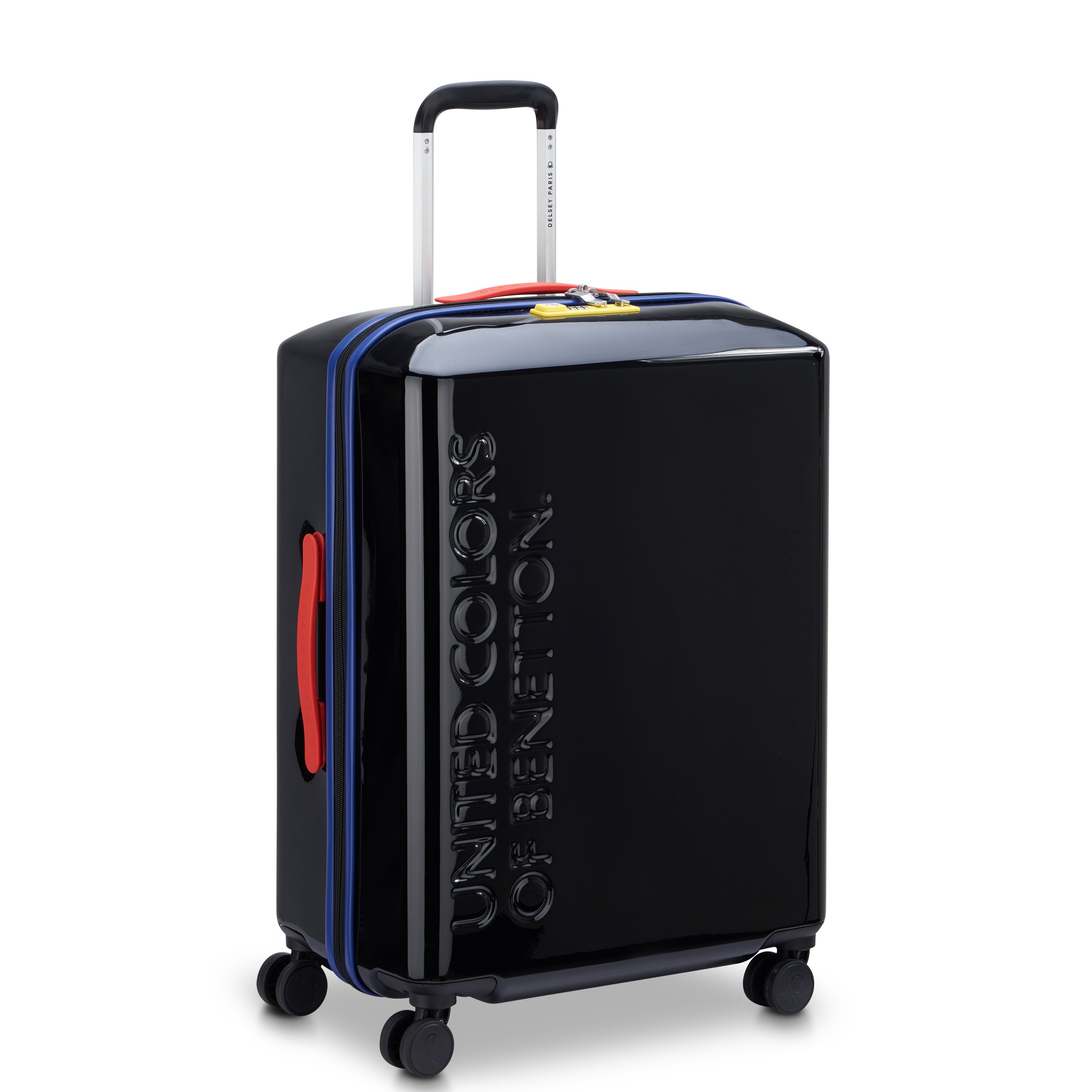 Checked hard shell suitcase 65 cm x 46 cm x 27 cm - 68 l - l DELSEY PARIS Black