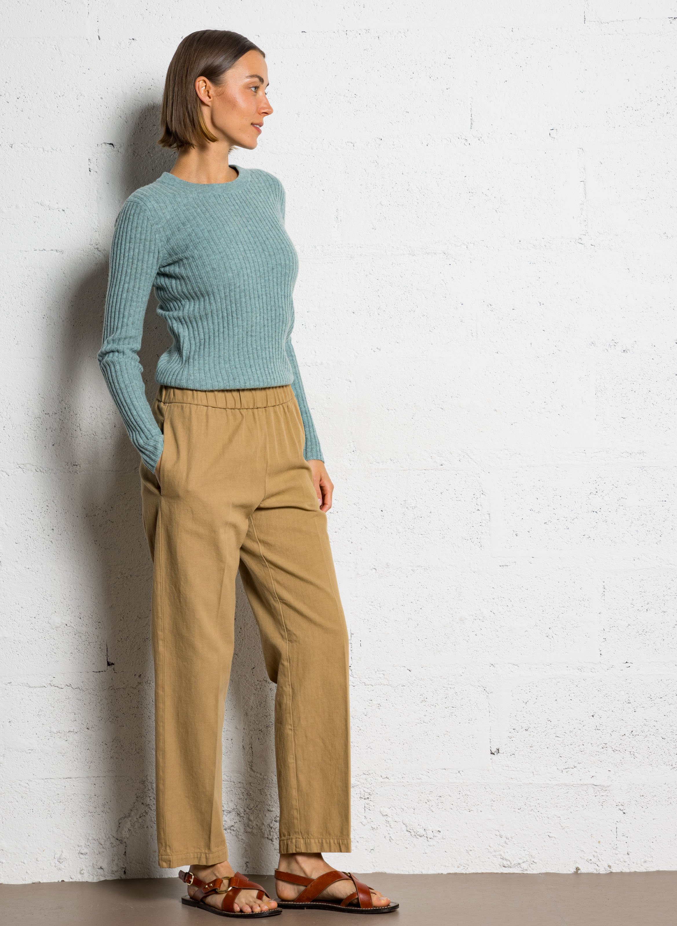 Katoenen straight fit pantalon POMANDERE Beige
