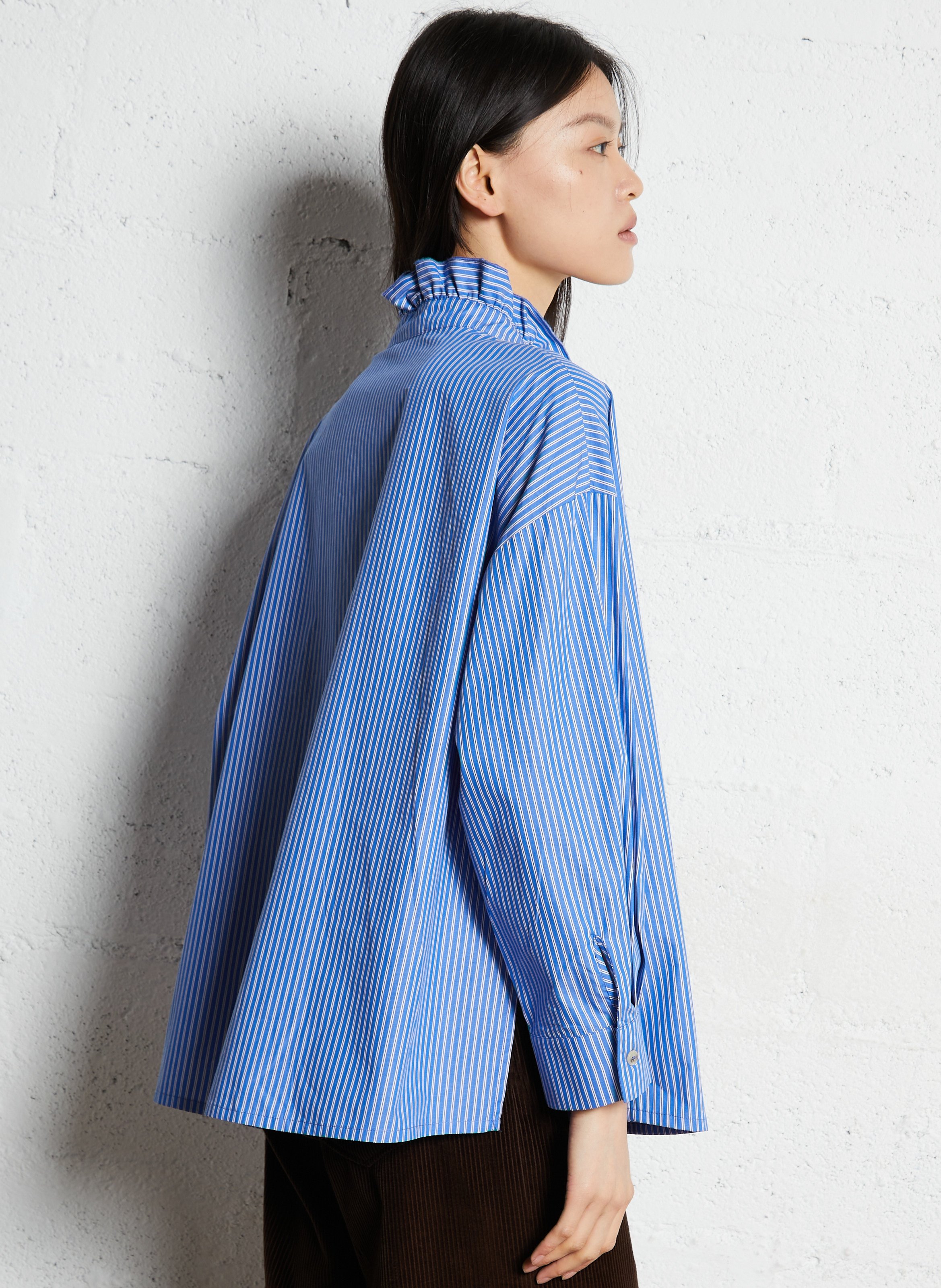 Oversized, gestreepte katoenen blouse SUZIE WINKLE Blauw