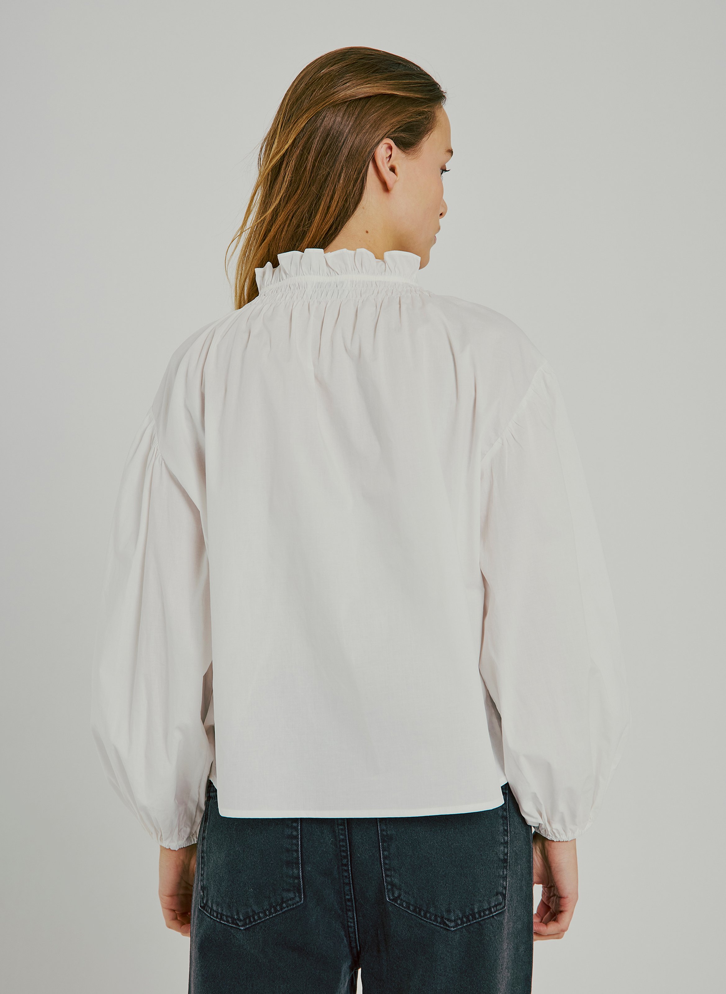 Alexandra dotted Swiss shirt NORR White