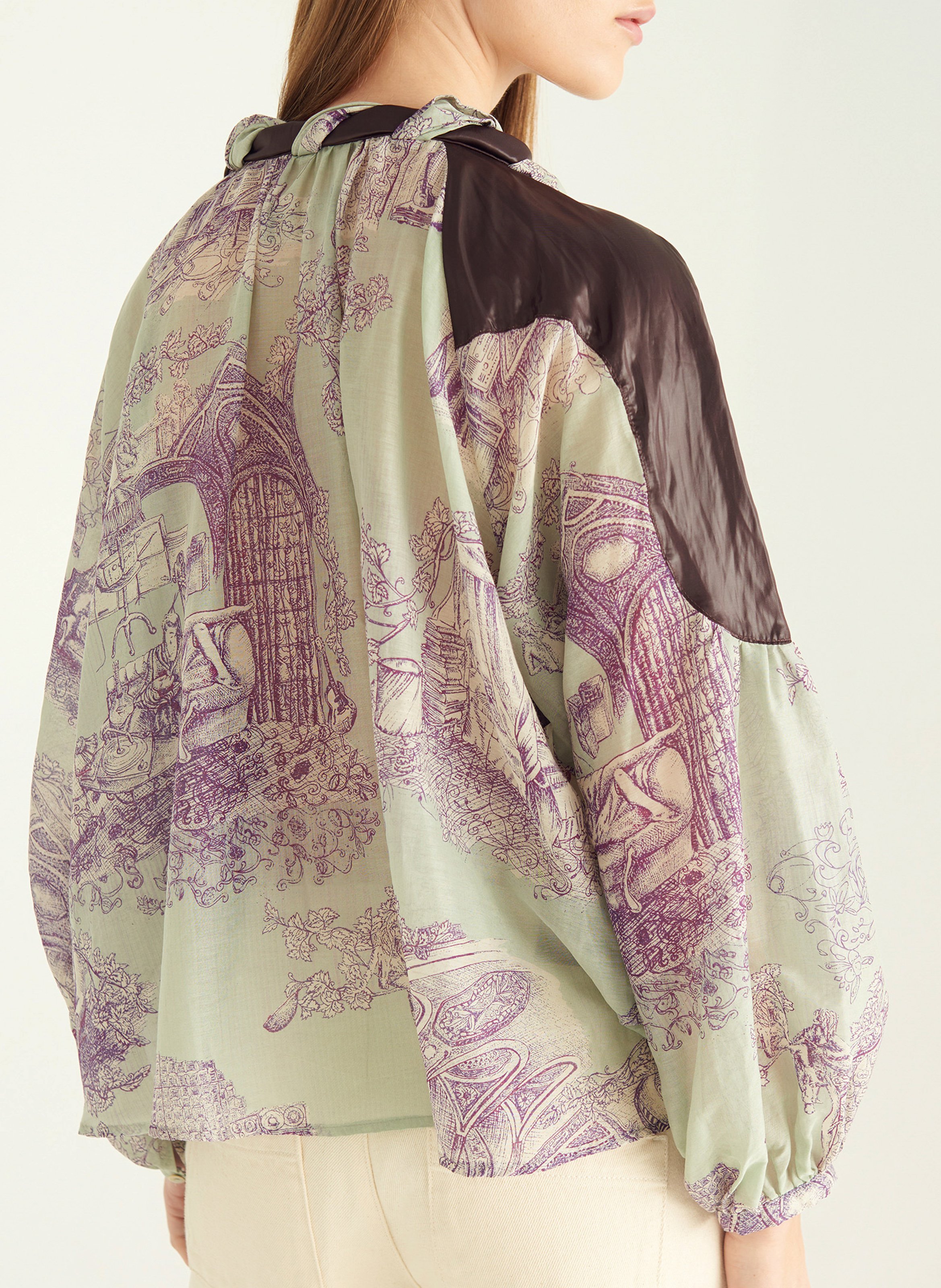 Blouse oversize en coton mélangé imprimé COTELAC Vert