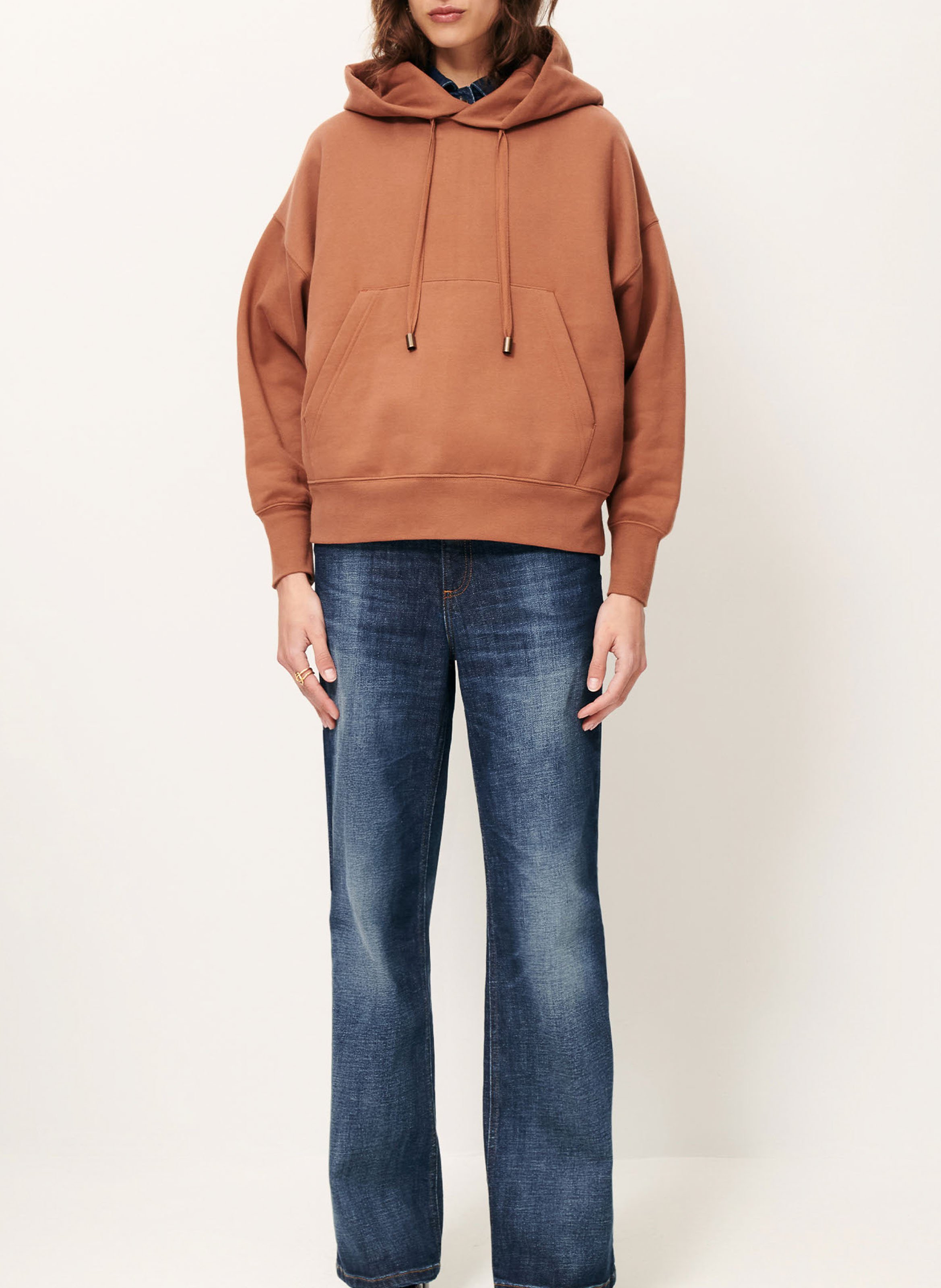 Sweat oversize à capuche en coton SESSUN Marron