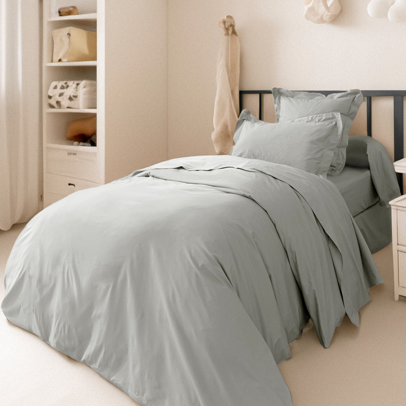 Complete set of combed cotton percale duvet cover "Julian" in all sizes pure cotton COTON PUR Grey