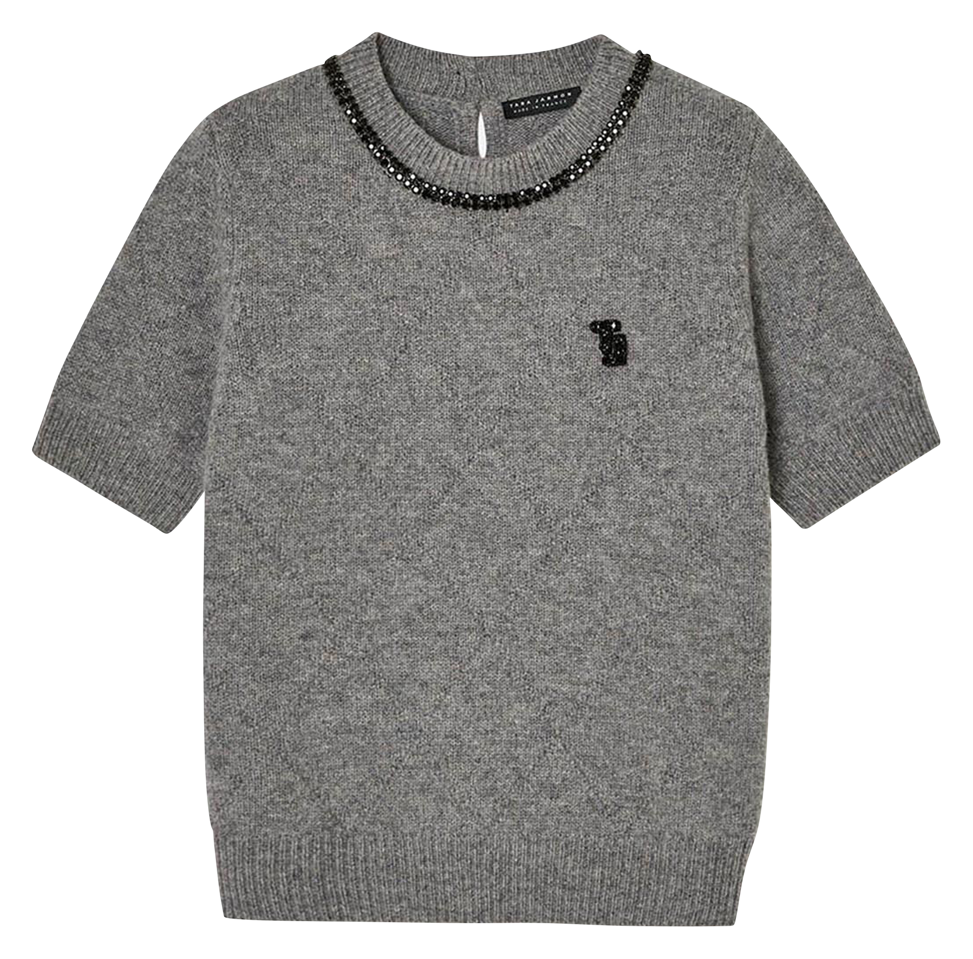 Pull droit col rond en laine TARA JARMON Gris