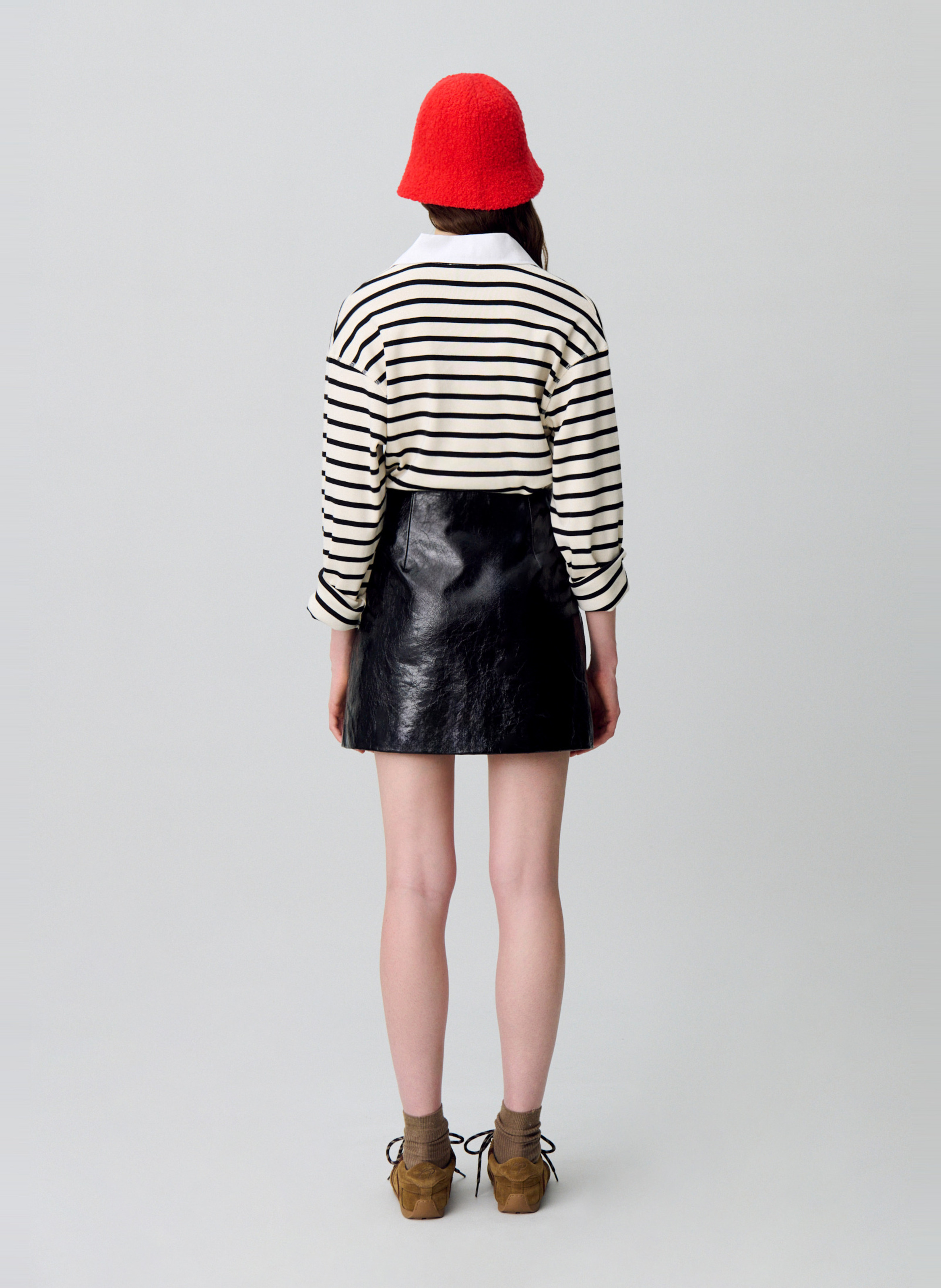 Jupe courte en cuir CLAUDIE PIERLOT Noir