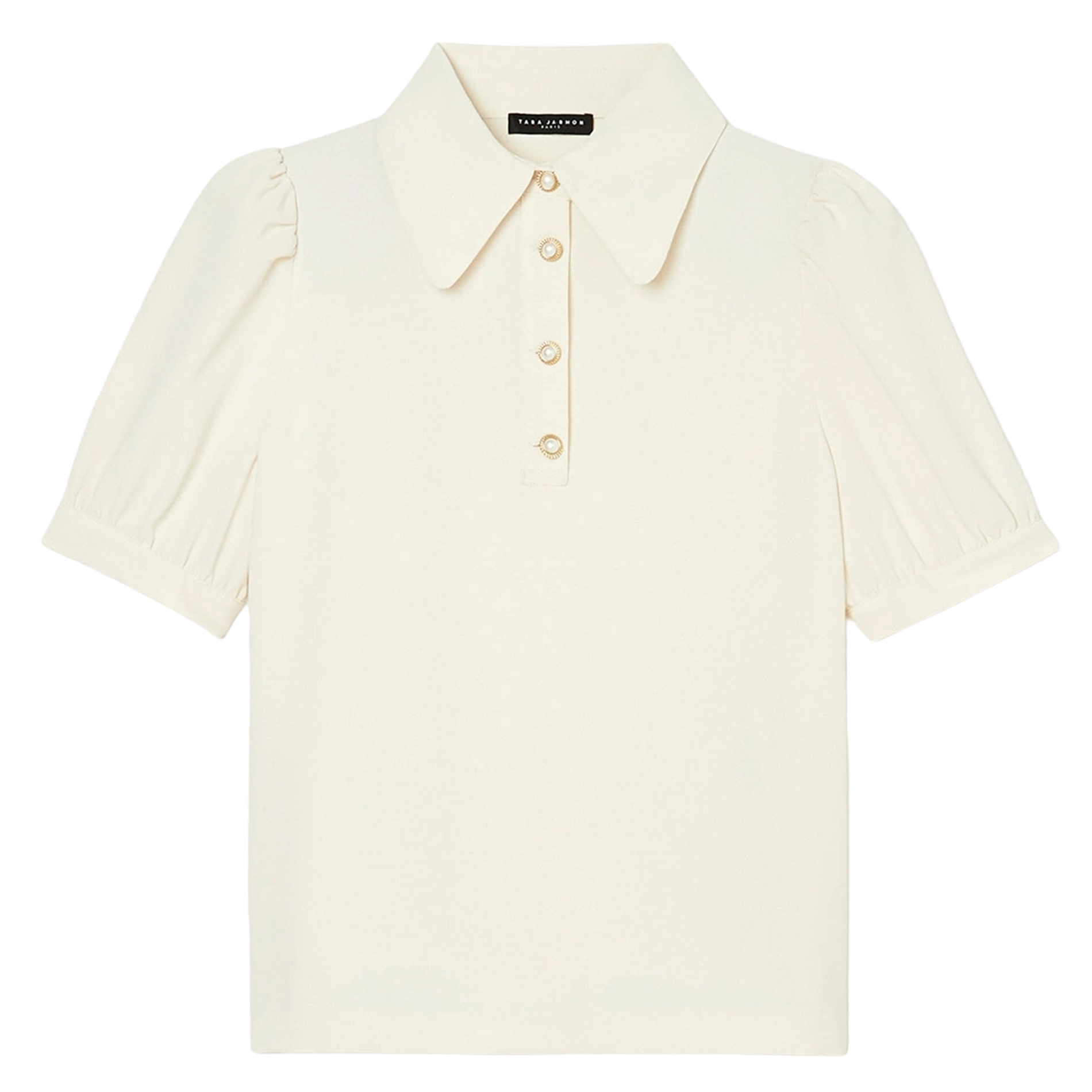Short-sleeved polo with jewel buttons TARA JARMON Beige