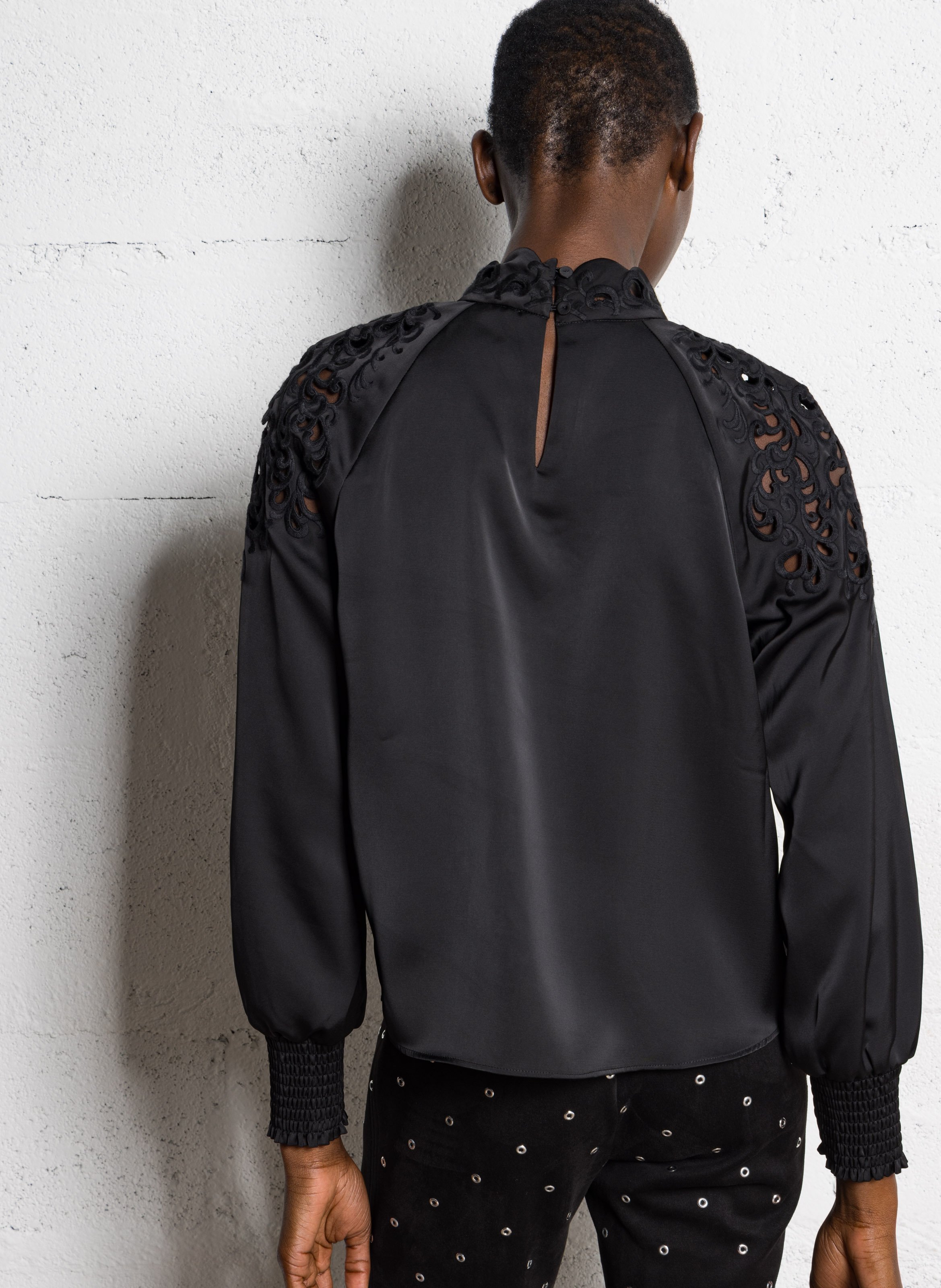 Blouse met opstaande kraag BERENICE Zwart