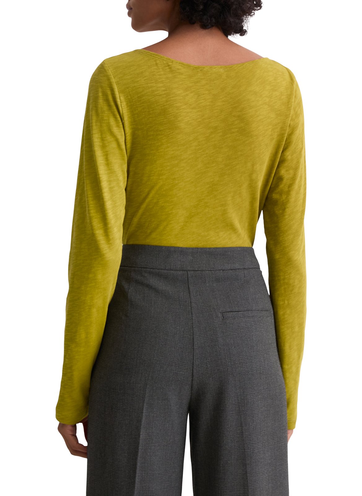 Camiseta de algodón flameado con cuello de barco MARC O'POLO Amarillo