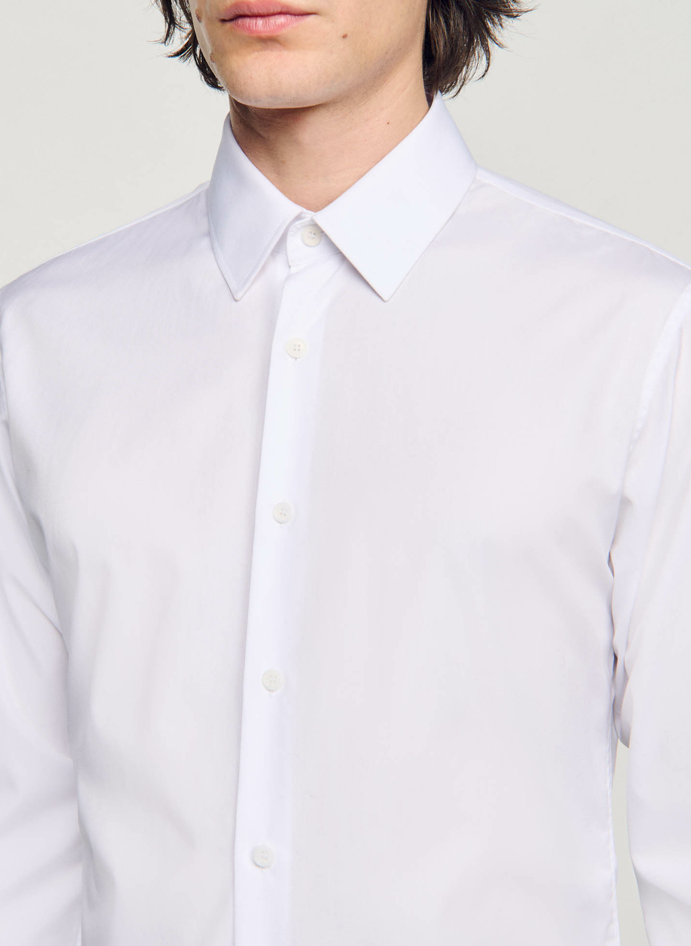 Chemise droite en coton mélangé SANDRO Blanc
