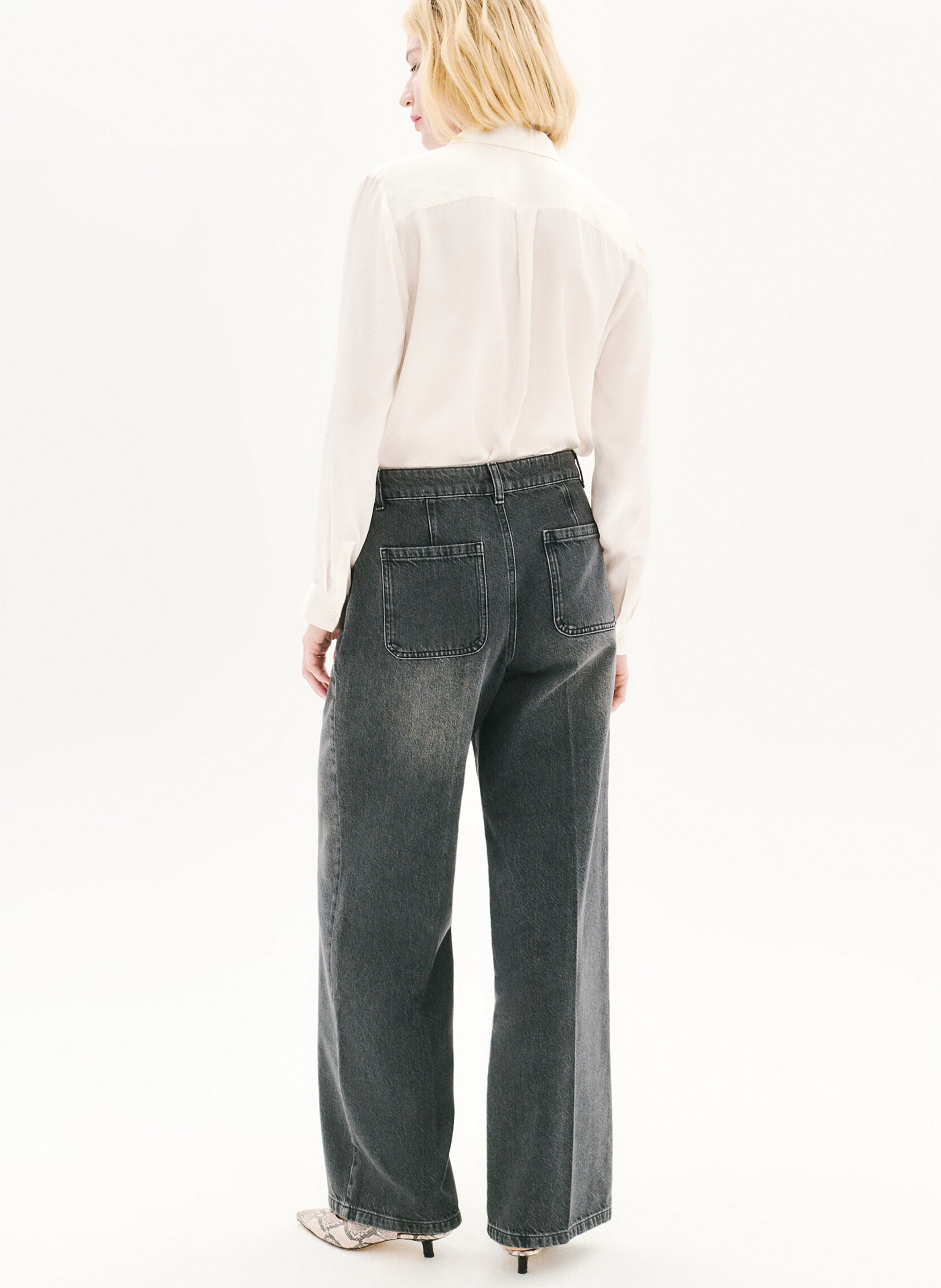 Cotton-blend wide-leg jeans CAROLL Grey