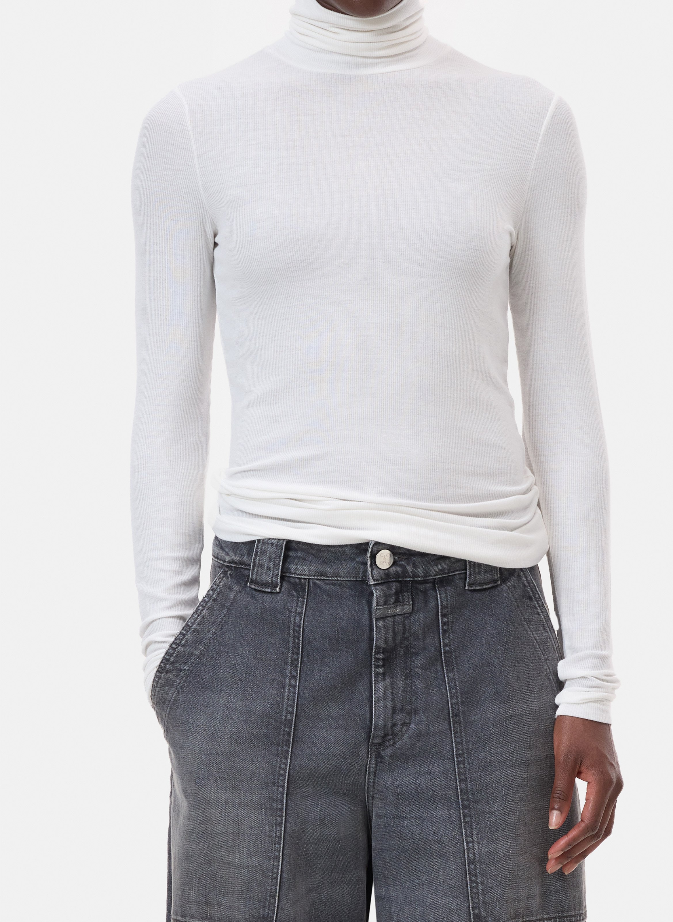 Bodycon roll-neck sweater CLOSED White