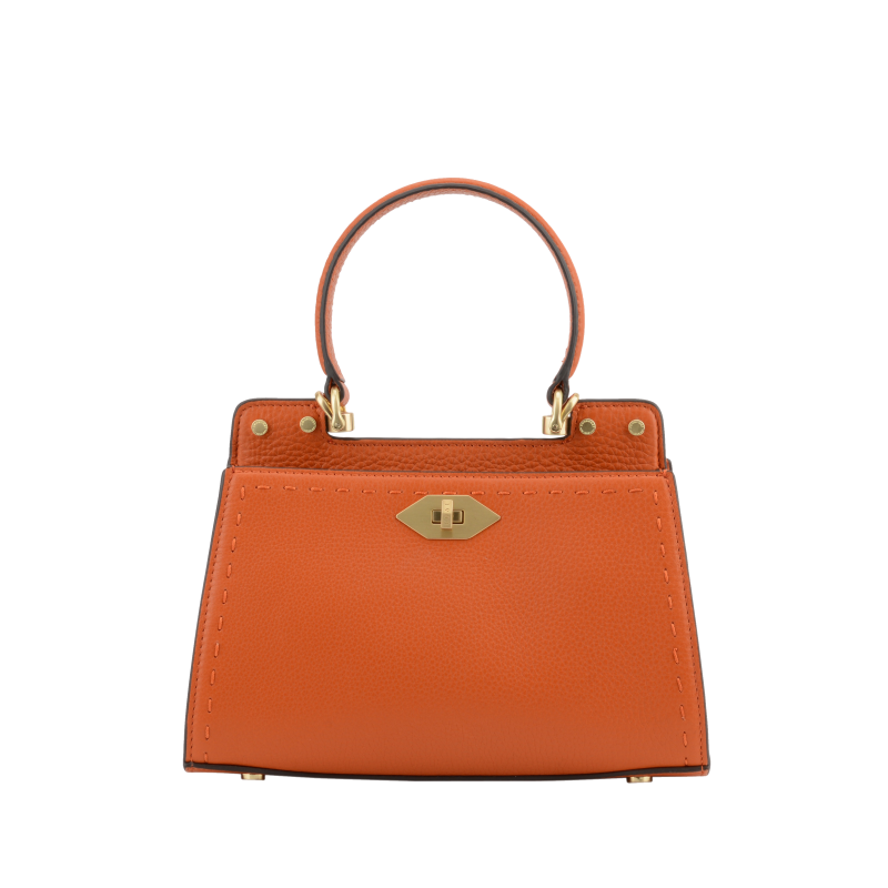 Handbag - cowhide leather POURCHET Orange
