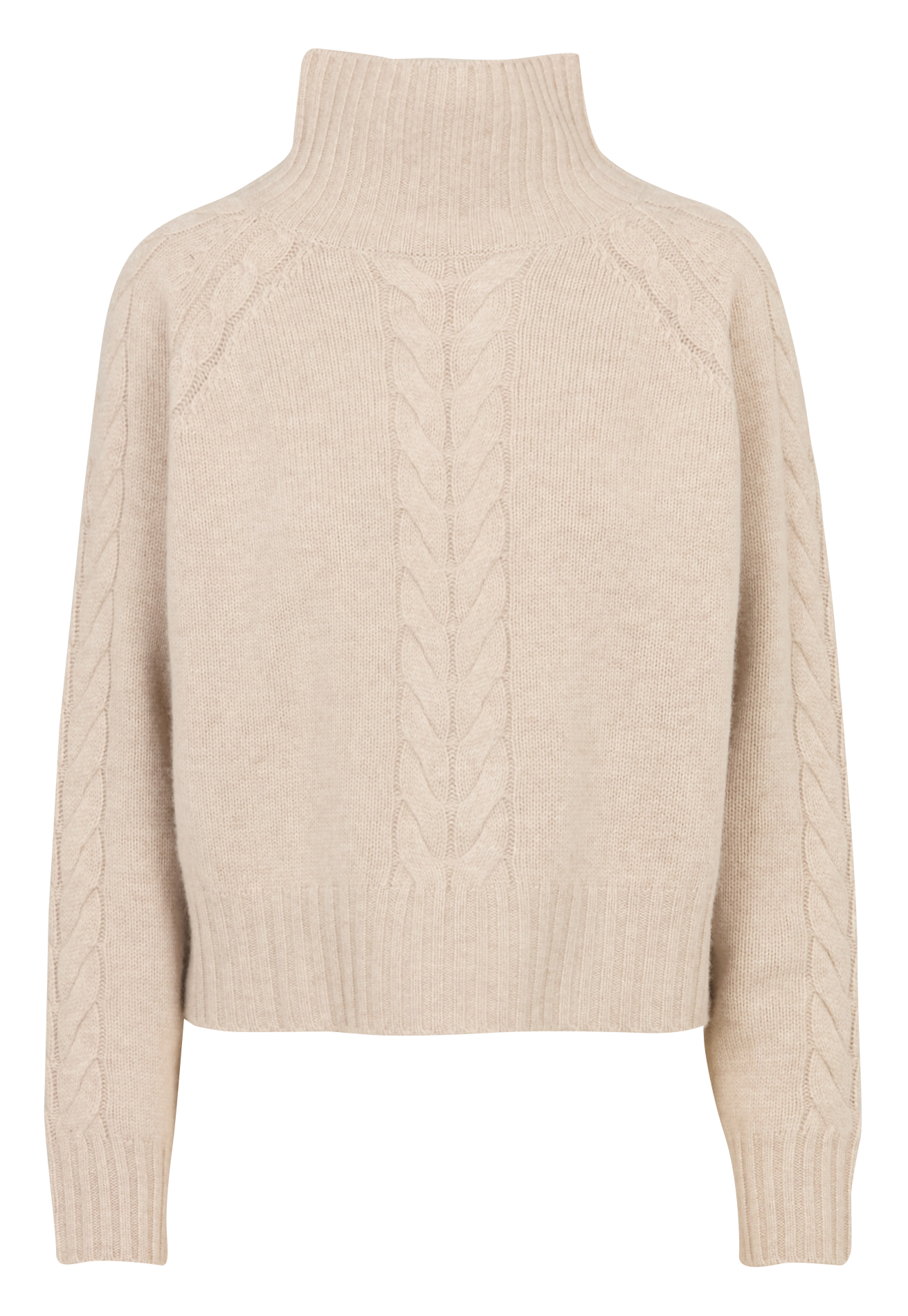Pull oversize col montant en laine et cachemire MARGAUX LONNBERG Beige