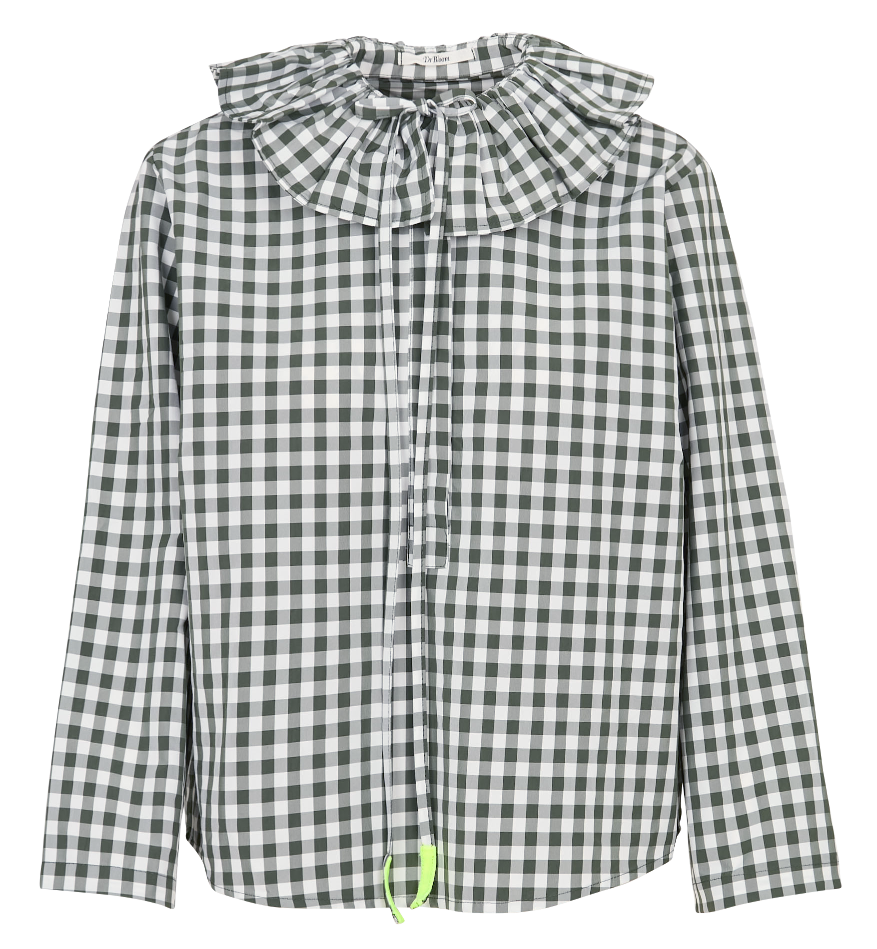 Straight-cut gingham print cotton blouse with Peter Pan collar DR BLOOM Brown