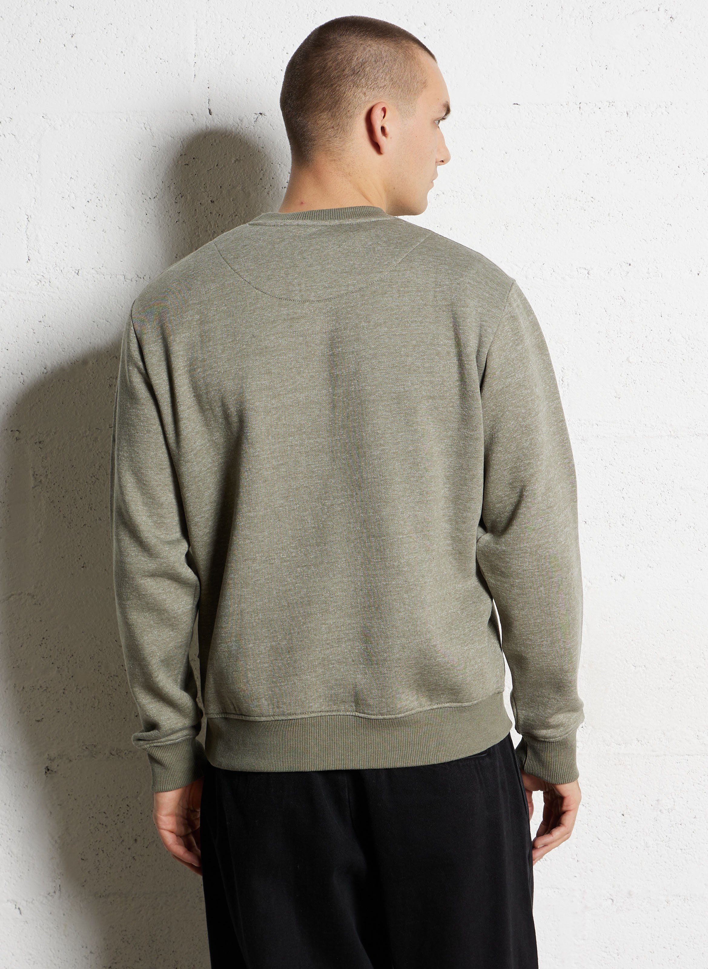 Straight round neck sweatshirt embroidered in mixed knit fabric PEPE JEANS Green