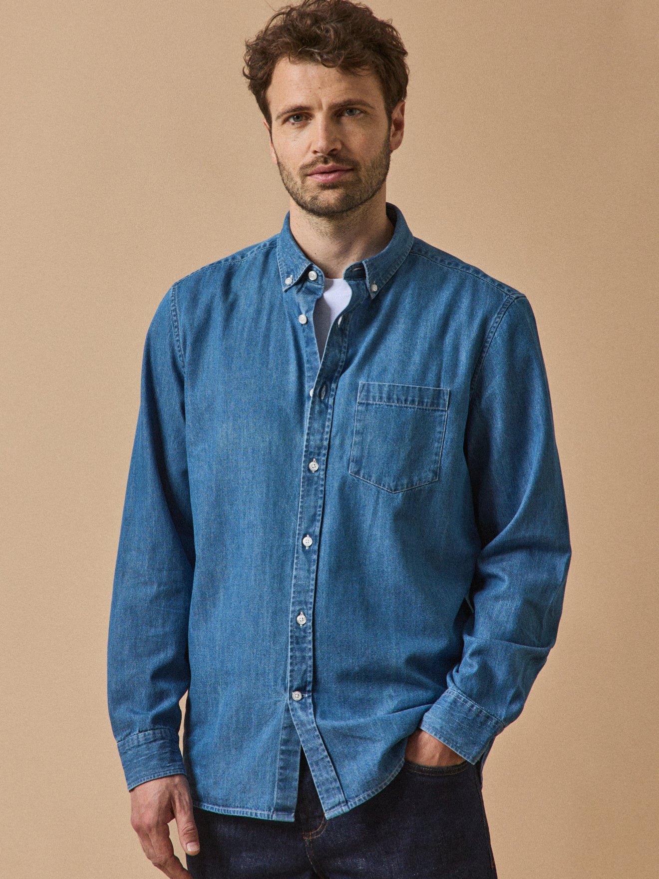 Contemporary cut denim shirt CYRILLUS Blue