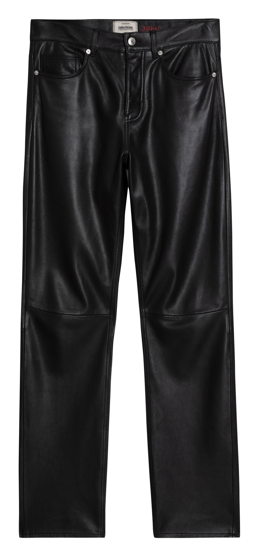 Pantalon droit en cuir ZADIG&VOLTAIRE Noir